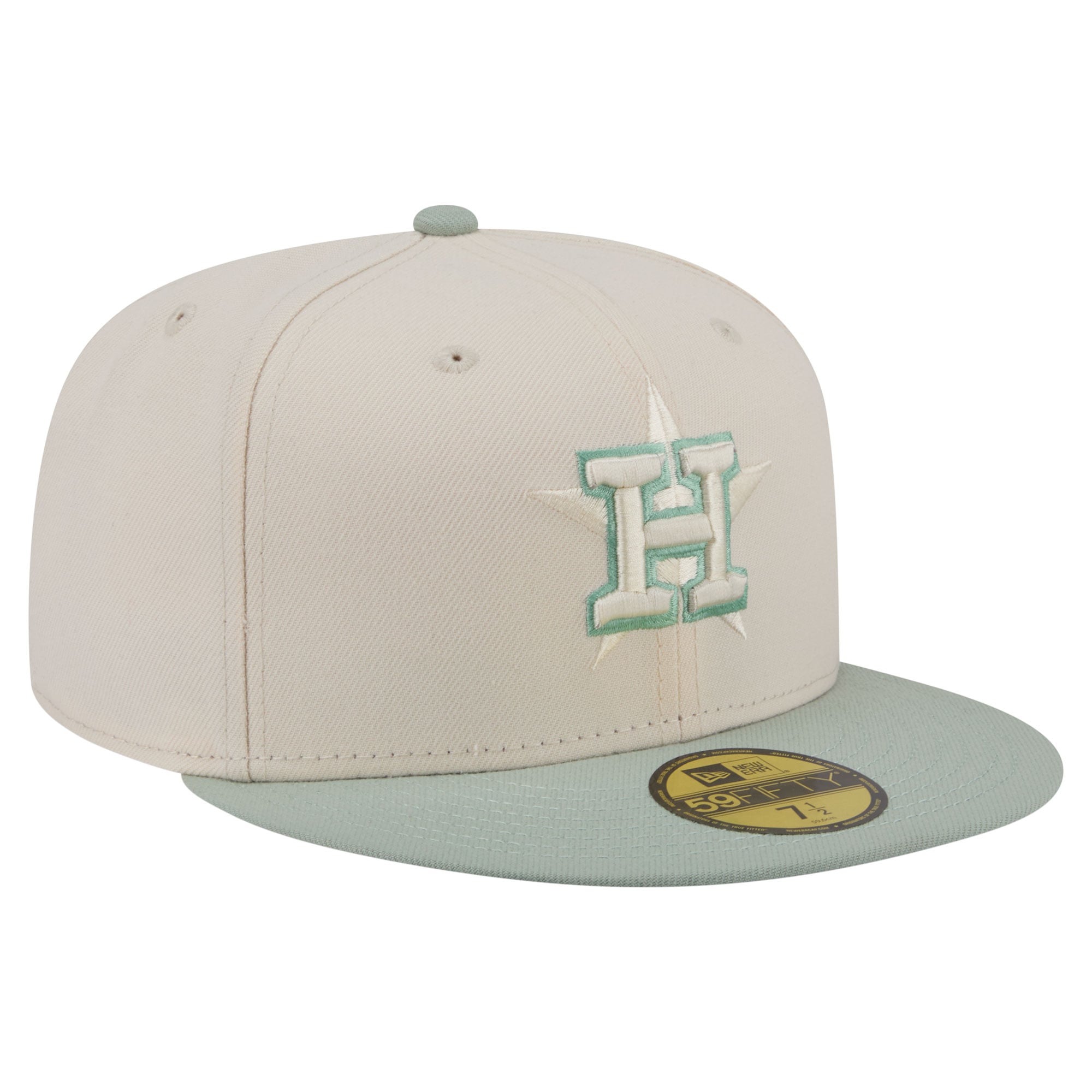 Casquette ajustée New Era 59FIFTY crème/verte Houston Astros pour homme