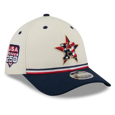 Houston Astros New Era USA 250 Fourth of July 39THIRTY M-Crown Flex Hat - Cream/Navy