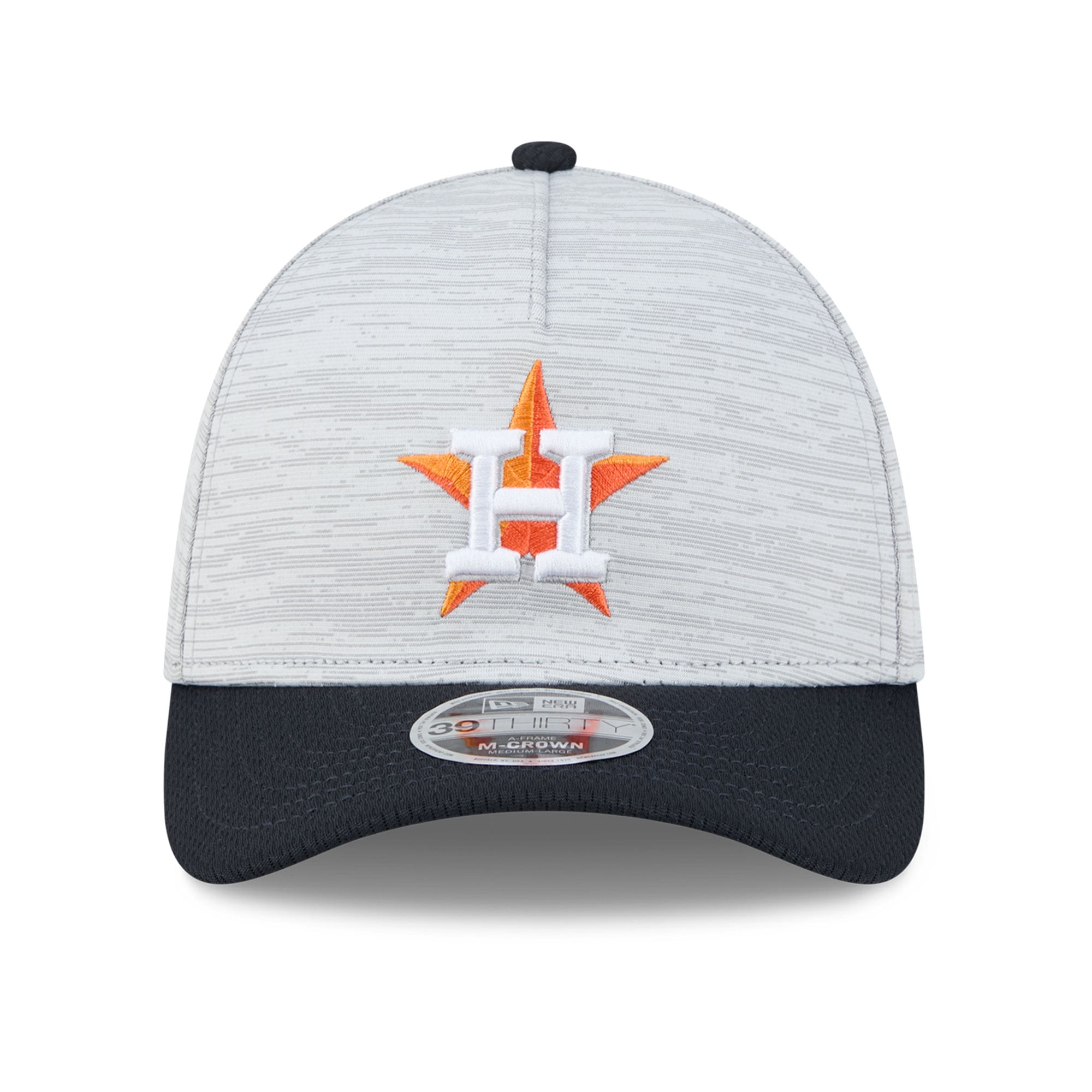 Men's New Era  Gray/Navy Houston Astros Tech 39THIRTY A-Frame Flex Hat