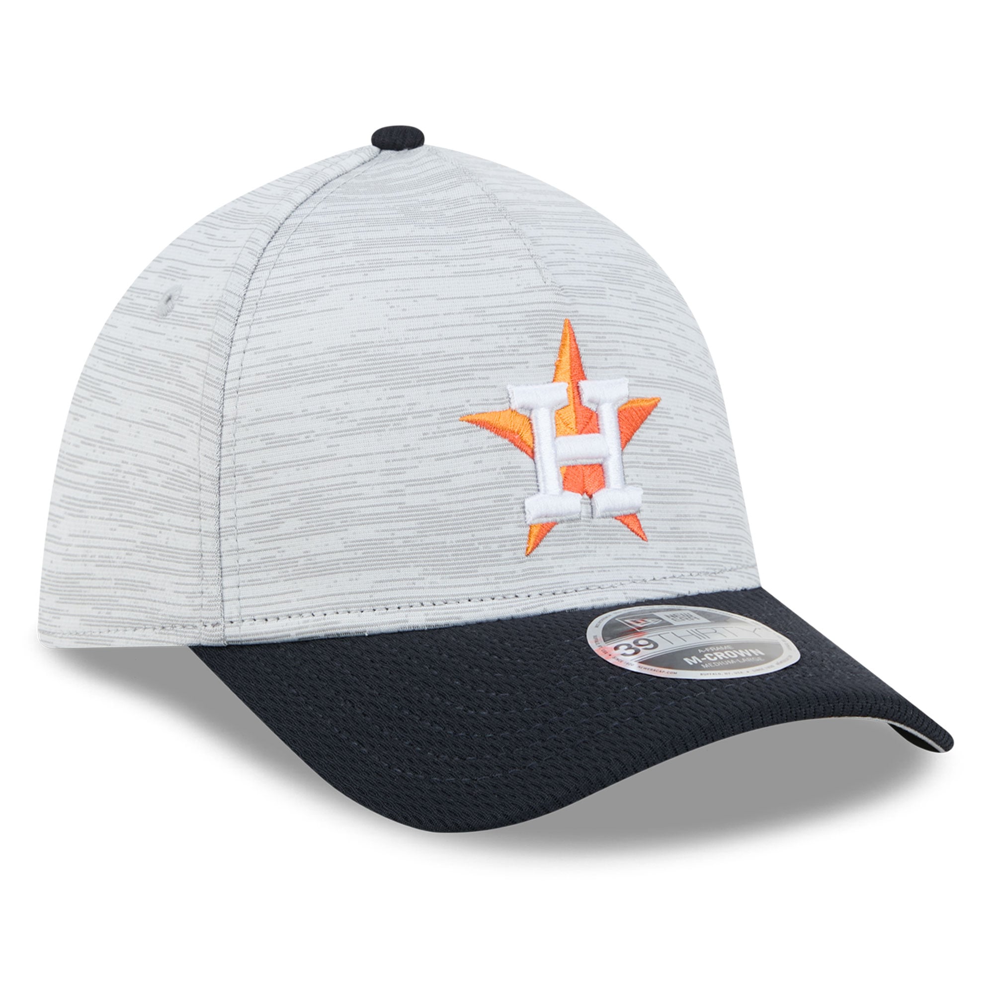 Men's New Era  Gray/Navy Houston Astros Tech 39THIRTY A-Frame Flex Hat
