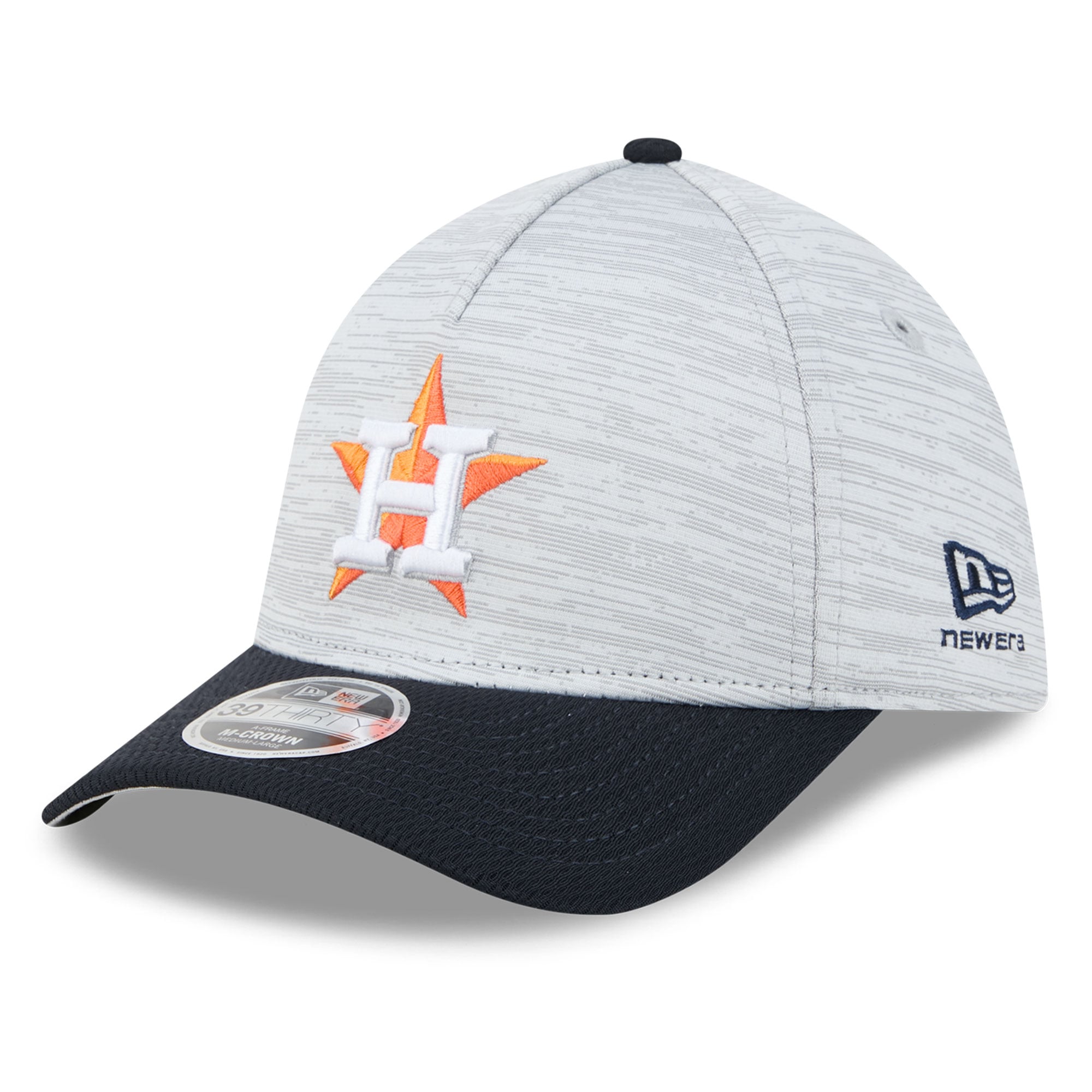 Men's New Era  Gray/Navy Houston Astros Tech 39THIRTY A-Frame Flex Hat