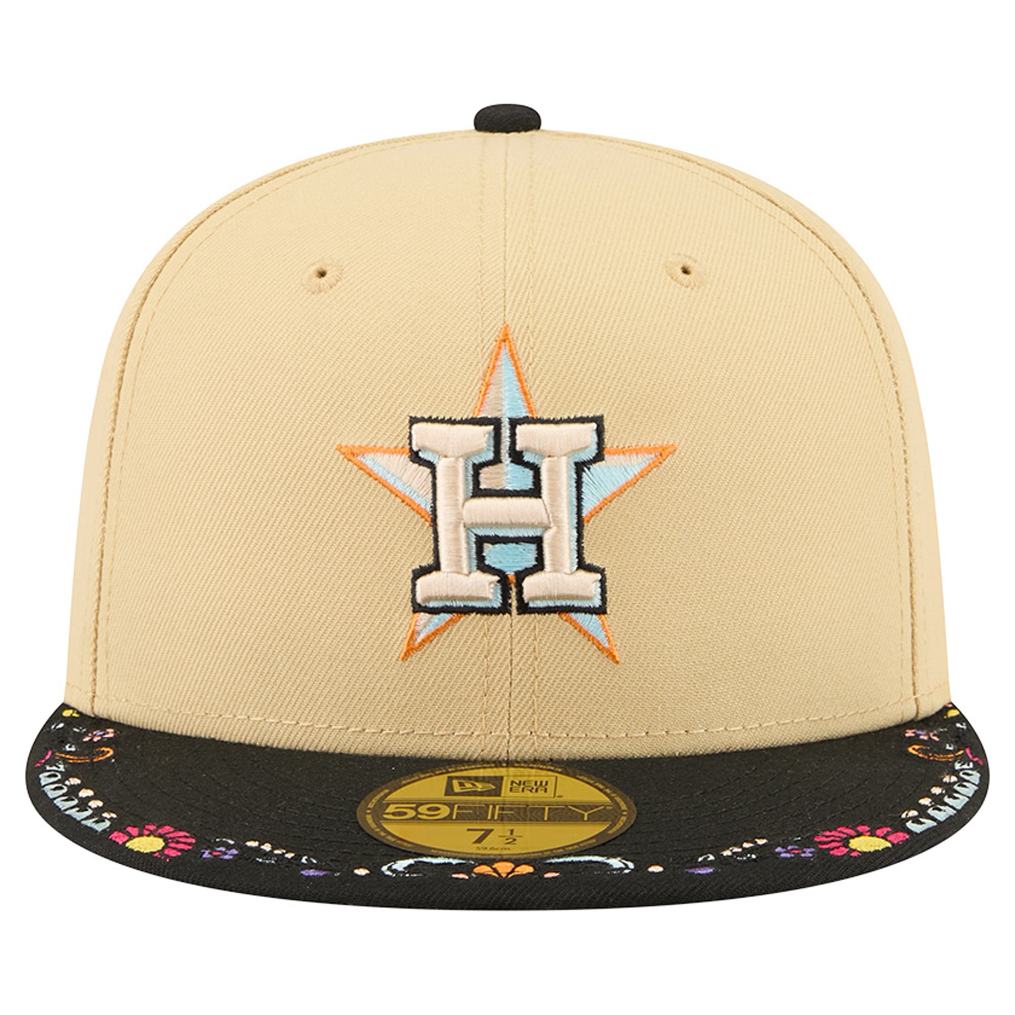 Men's New Era Light Beige Houston Astros Two-Tone Embroidered Visor 59FIFTY Fitted Hat