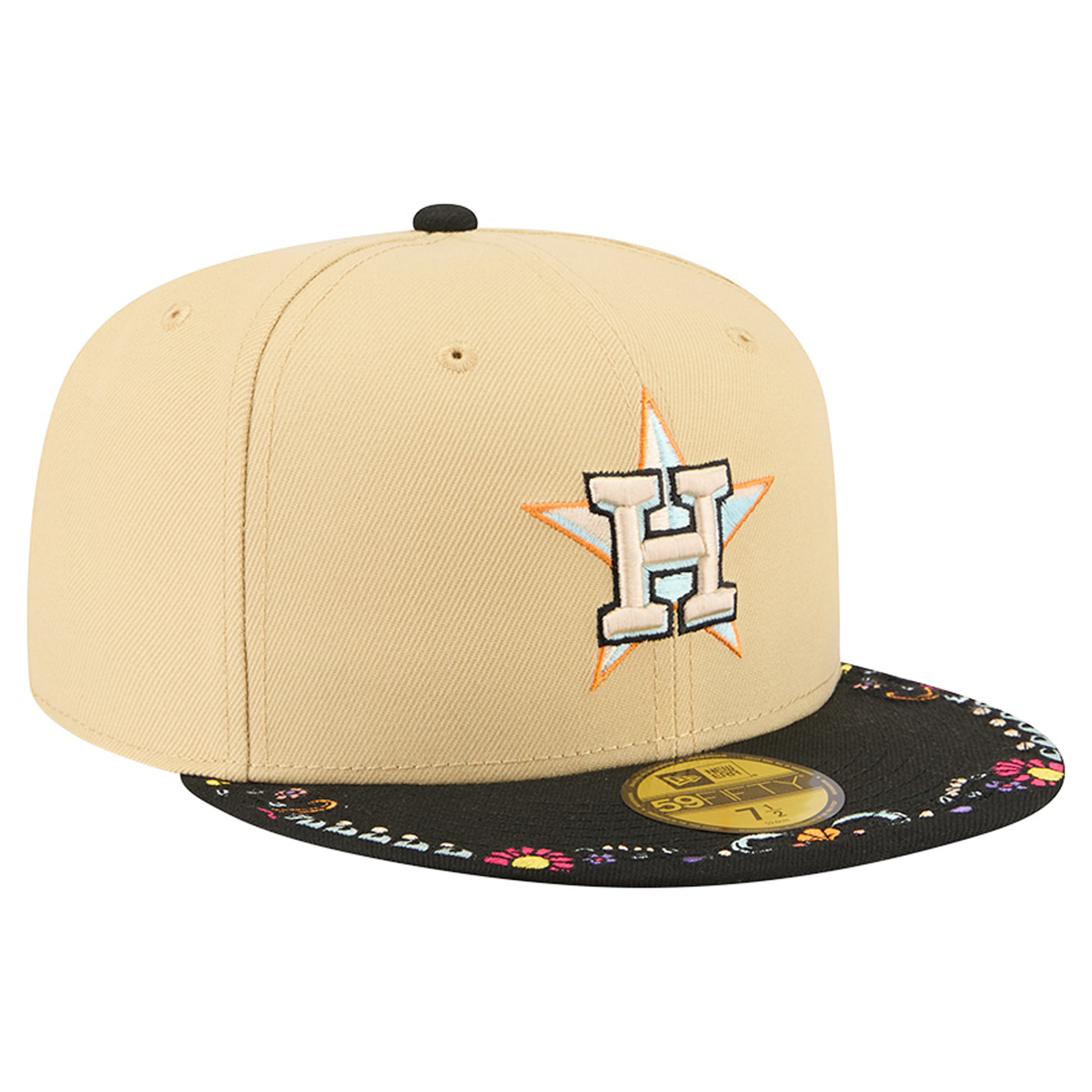 Men's New Era Light Beige Houston Astros Two-Tone Embroidered Visor 59FIFTY Fitted Hat