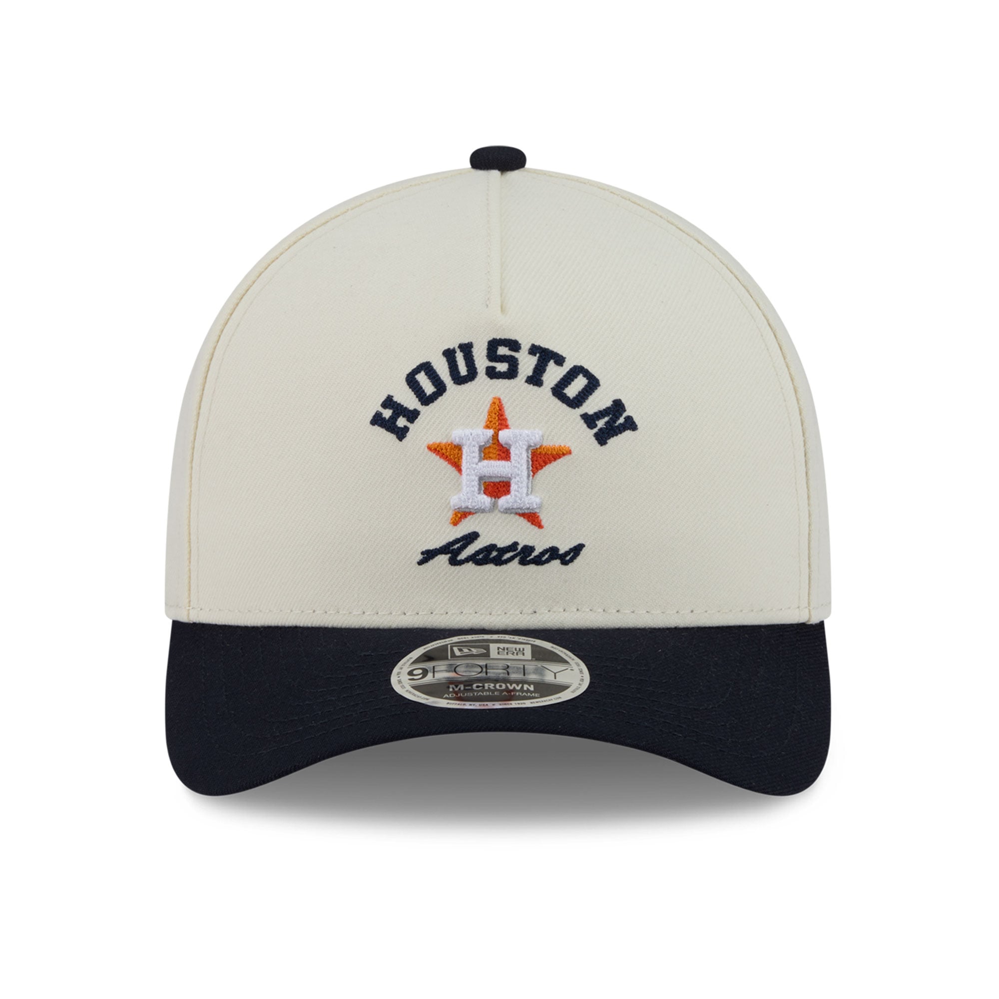 Men's New Era Natural/Navy Houston Astros Arch 9FORTY A-Frame M-Crown Adjustable Hat