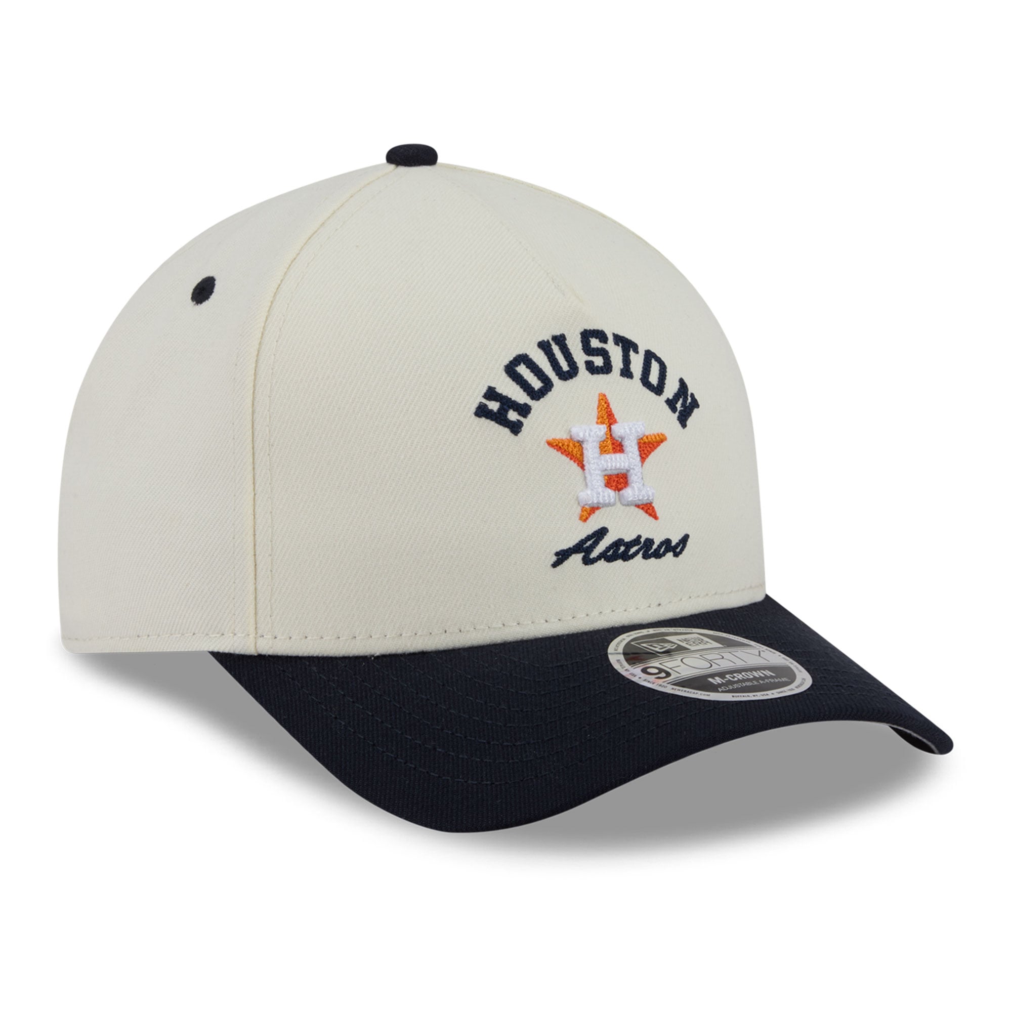 Men's New Era Natural/Navy Houston Astros Arch 9FORTY A-Frame M-Crown Adjustable Hat
