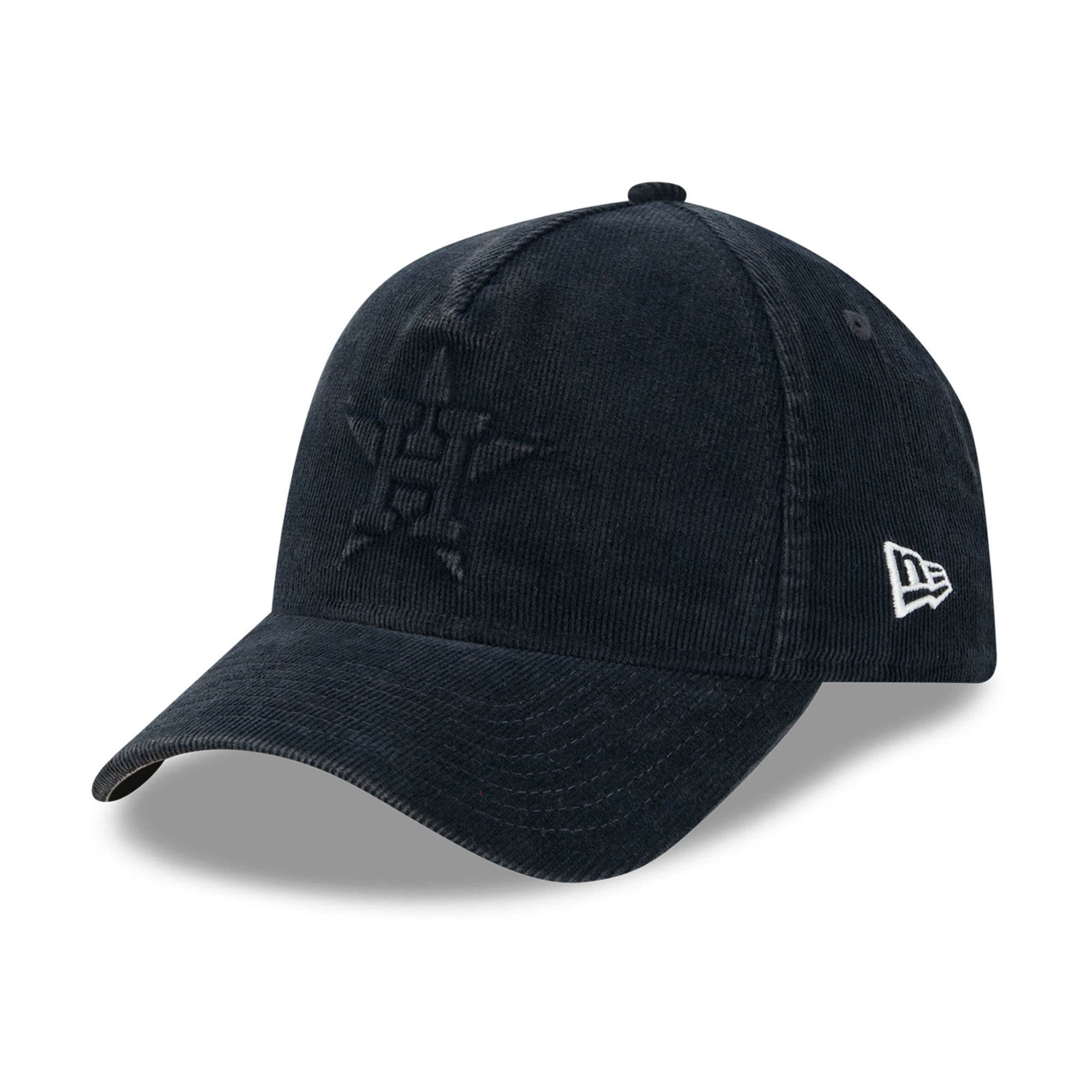 Casquette New Era 9FORTY pour homme, bleu marine, Houston Astros, Série mondiale 2017, patch latéral, velours côtelé ton sur ton.
