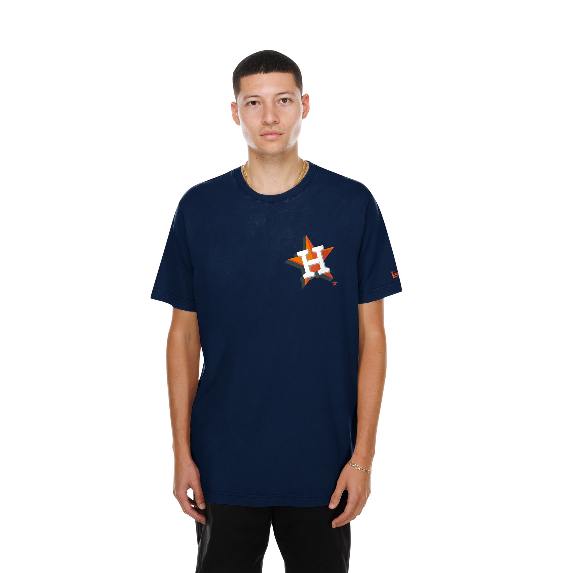 T-shirt homme New Era bleu marine avec logo dessin animé des Houston Astros