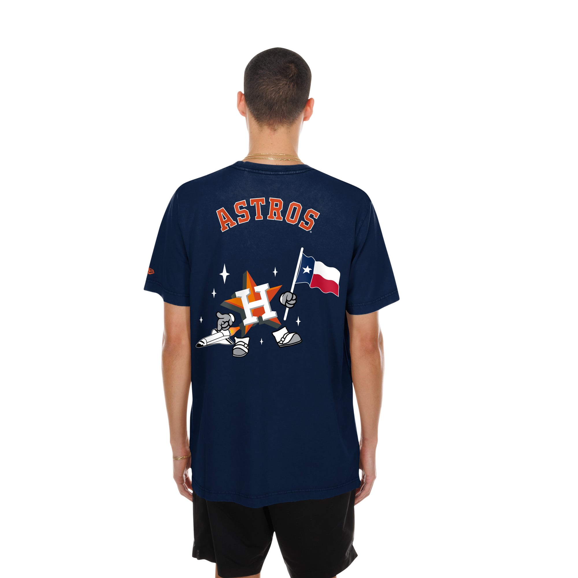 T-shirt homme New Era bleu marine avec logo dessin animé des Houston Astros
