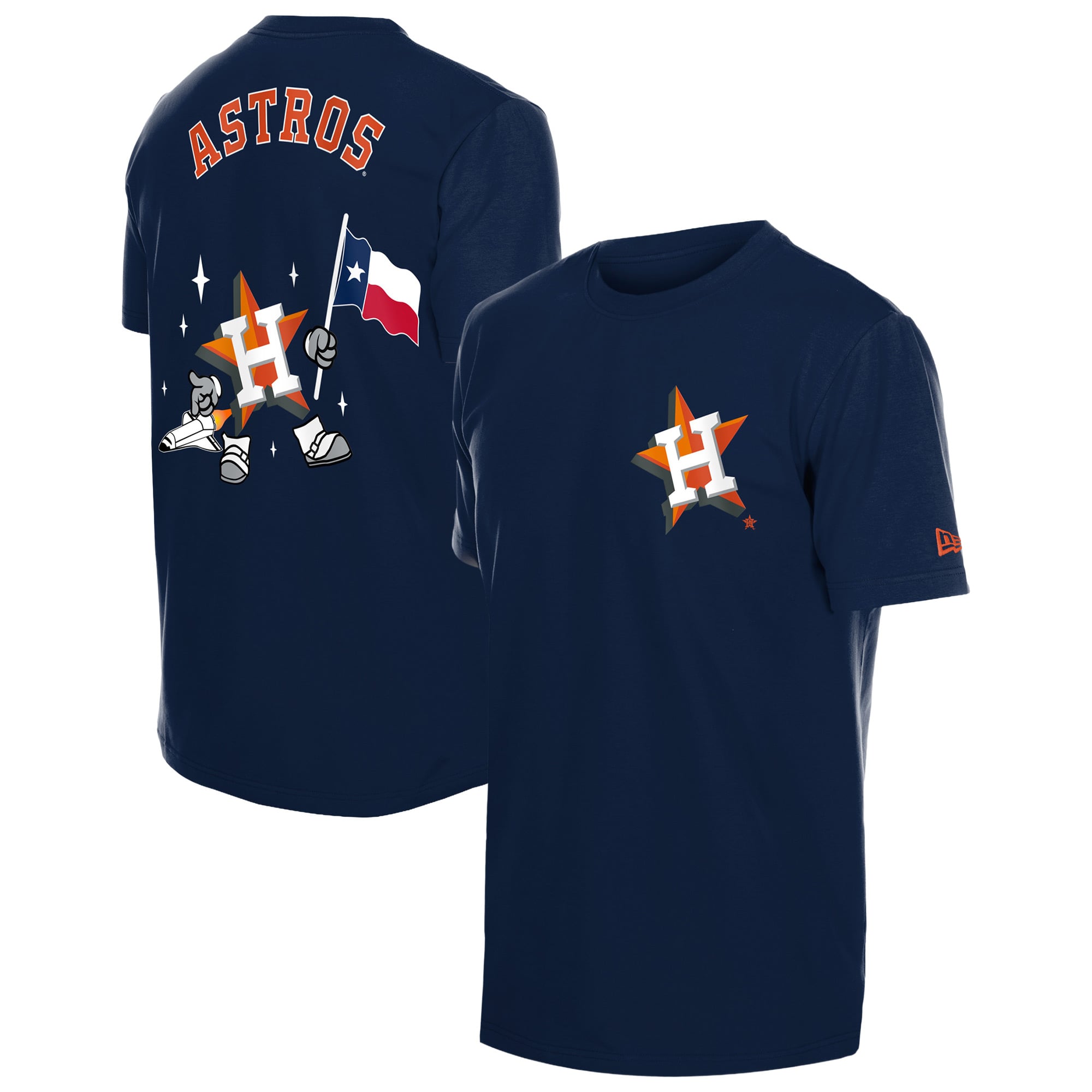 T-shirt homme New Era bleu marine avec logo dessin animé des Houston Astros