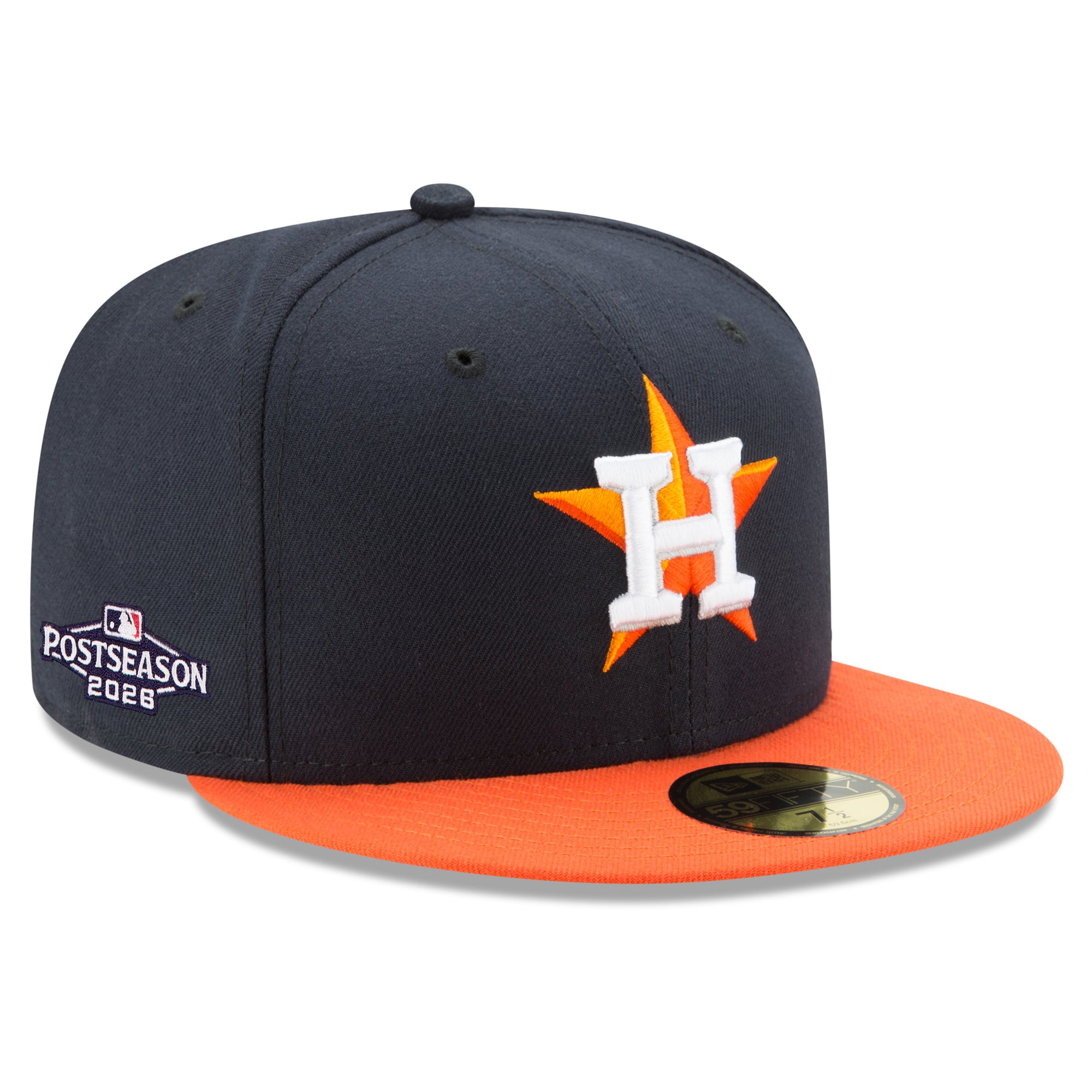 Casquette ajustée New Era 59FIFTY pour homme, bleu marine/orange, Houston Astros, écusson latéral des séries éliminatoires de la MLB 2026