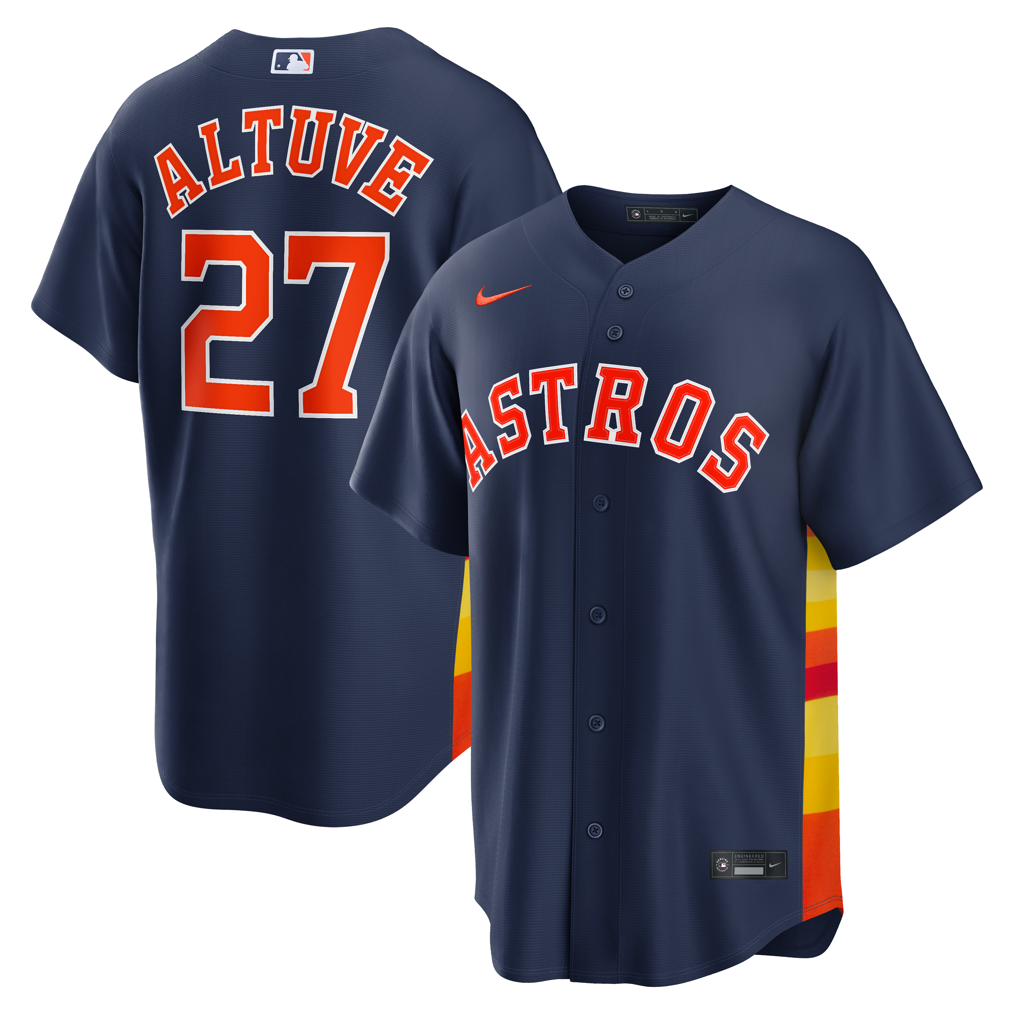 Maillot réplique Nike Jose Altuve bleu marine des Astros de Houston, modèle alternatif 2, pour homme