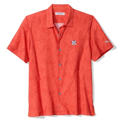 Houston Astros Tommy Bahama Saltwater Fronds IslandZone Button-Up Shirt - Orange