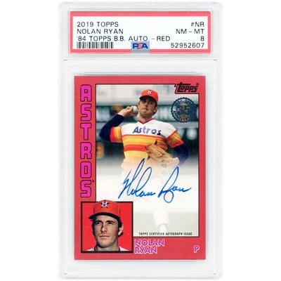 Nolan Ryan Houston Astros Autographed 2019 Topps '84 Variation Red #84A-NR #9/25 PSA Authenticated 8 Card