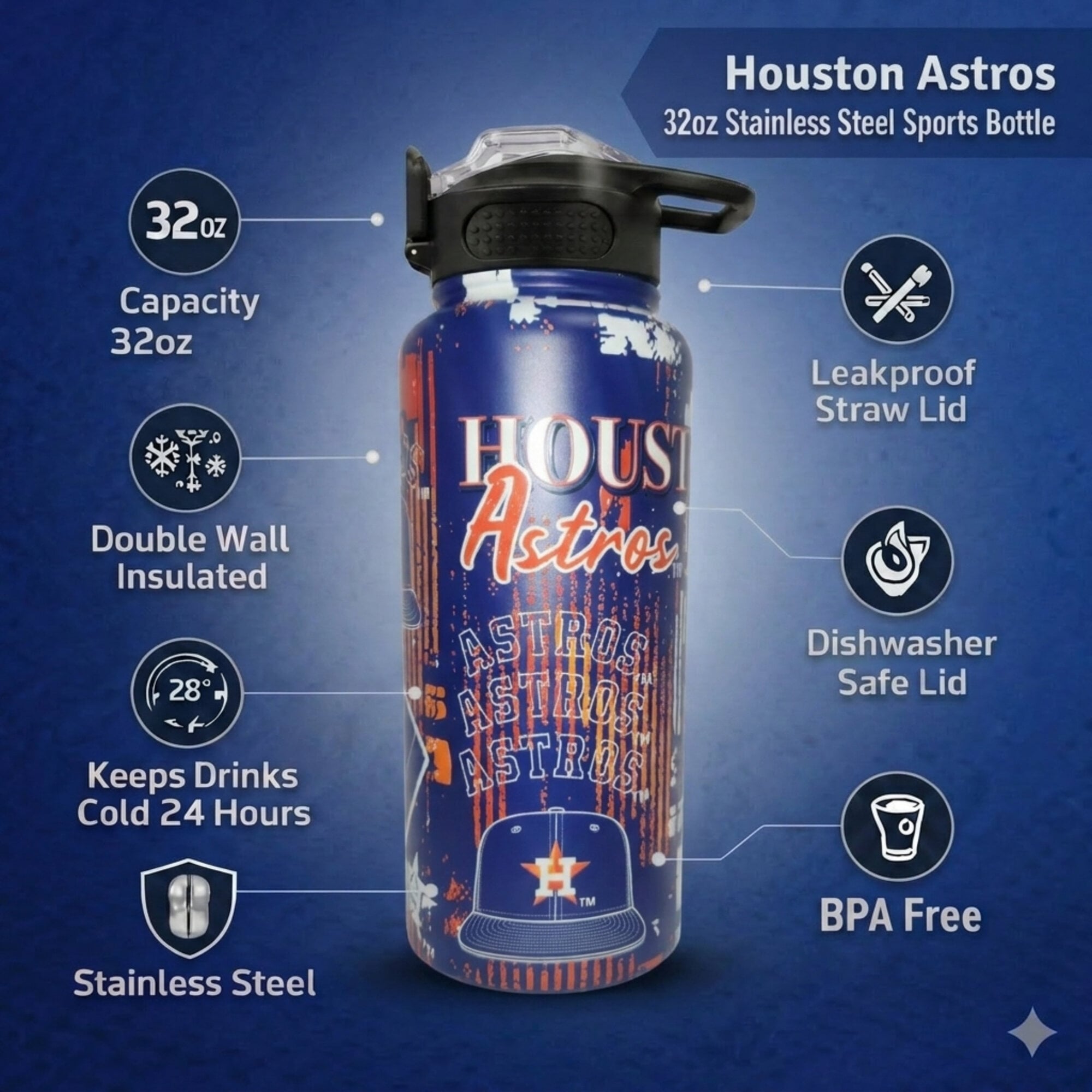Gourde Pegasus Houston Astros 32 oz. Home Field Mashup en acier inoxydable ProPress