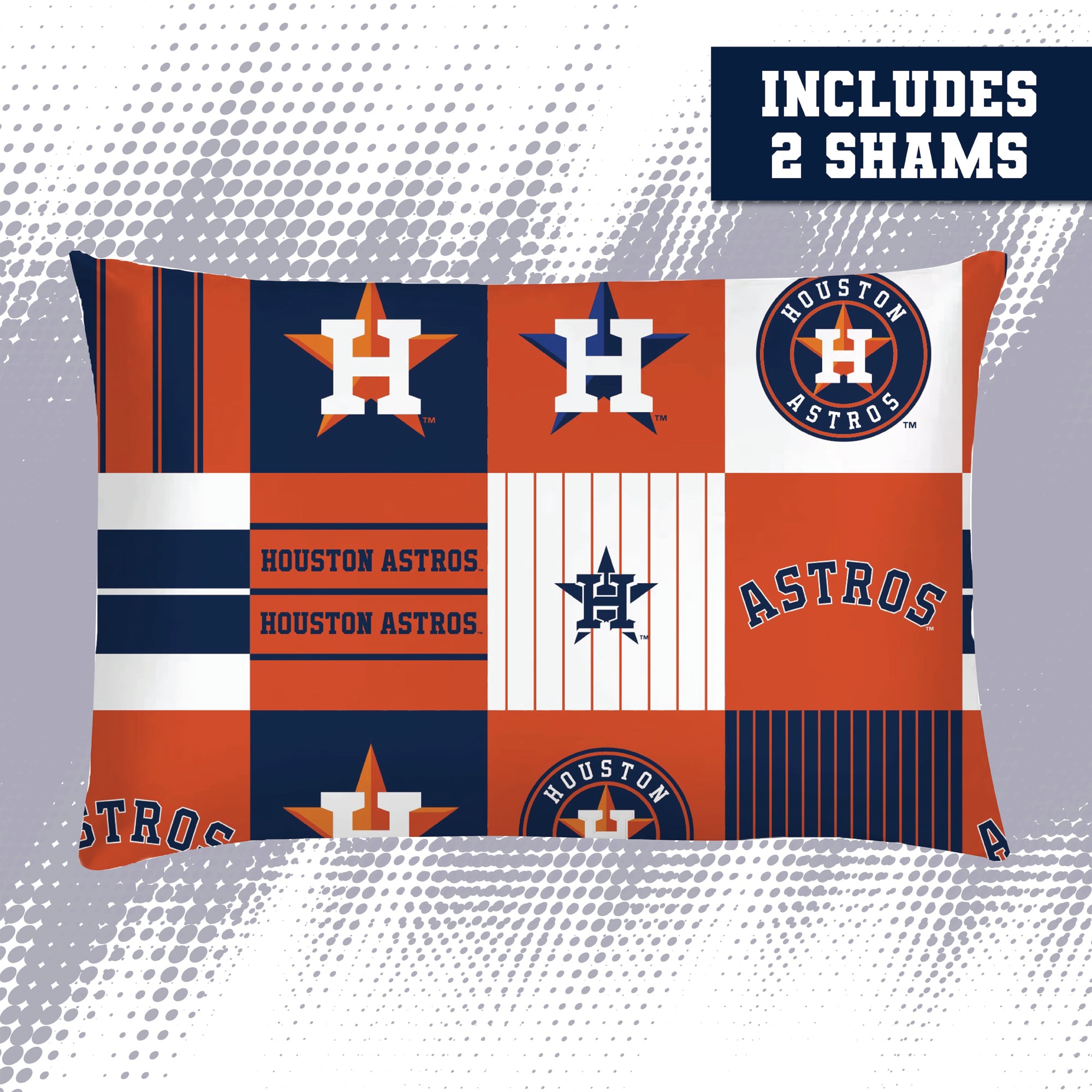 Ensemble de literie trois pièces Pegasus Houston Astros Patchwork Plaid pour lit double/queen