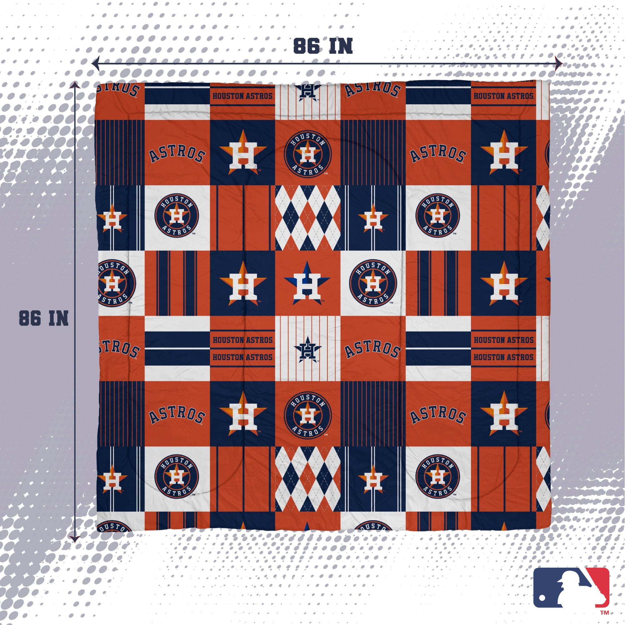 Ensemble de literie trois pièces Pegasus Houston Astros Patchwork Plaid pour lit double/queen