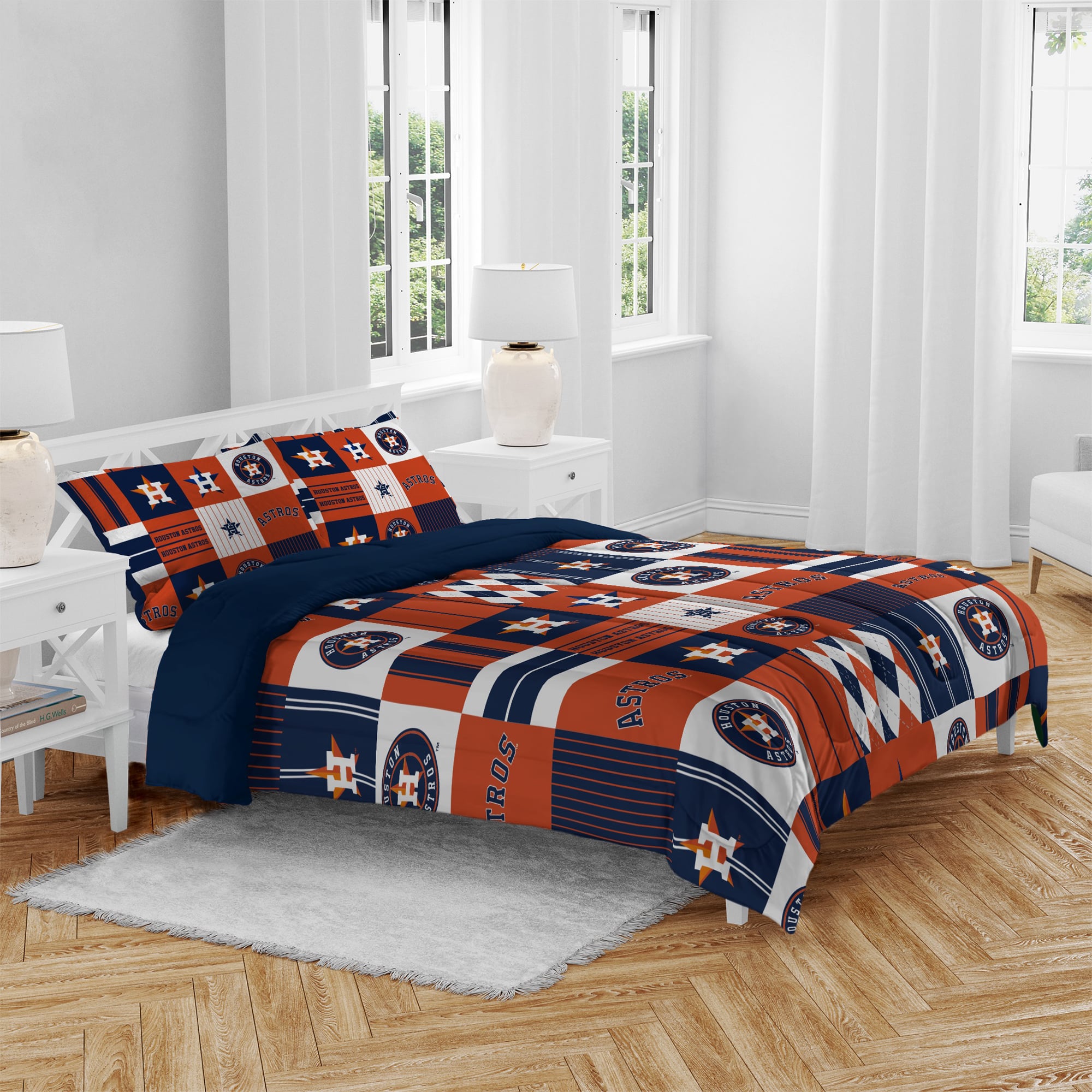 Ensemble de literie trois pièces Pegasus Houston Astros Patchwork Plaid pour lit double/queen