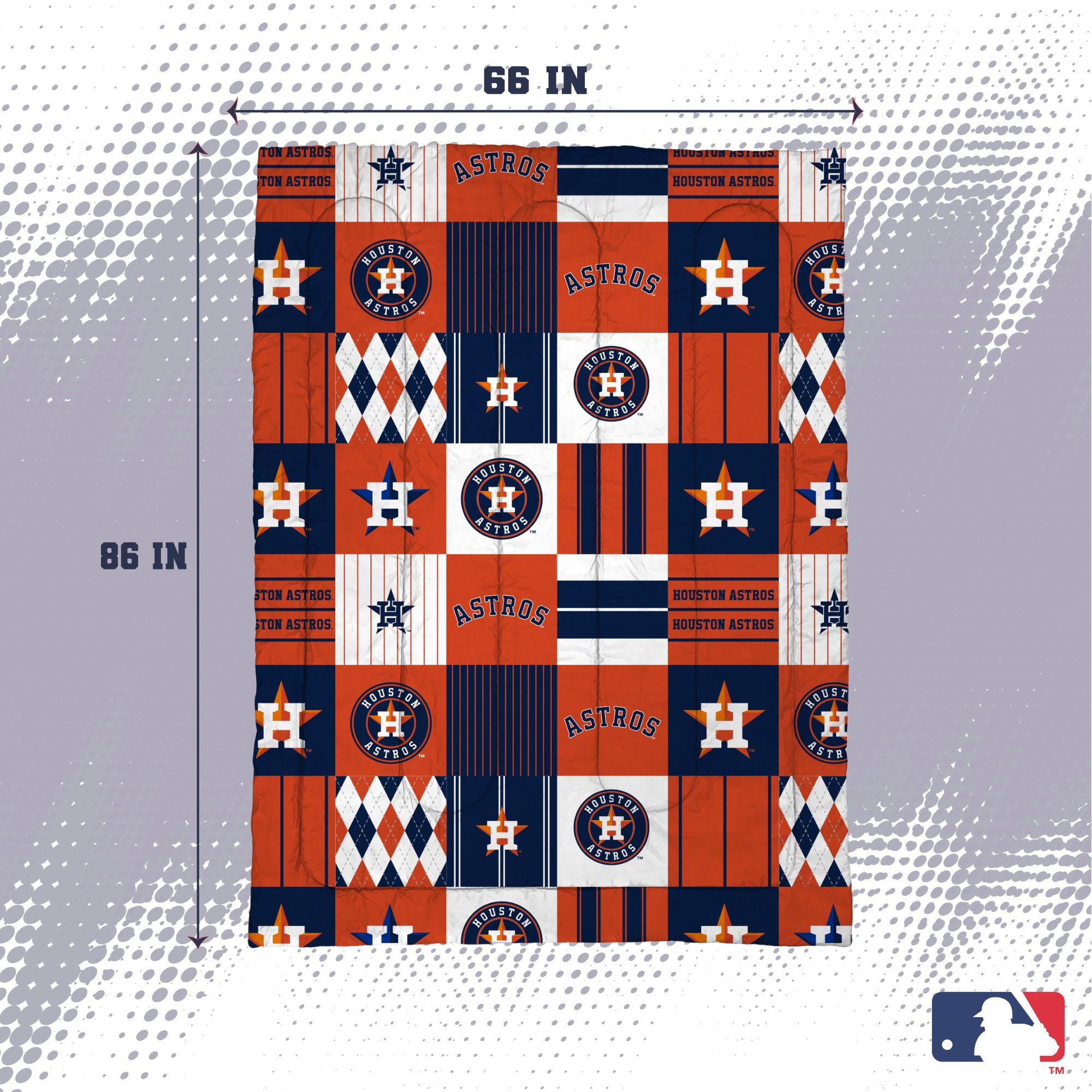 Ensemble de literie deux pièces Pegasus Houston Astros Patchwork Plaid Twin/Twin XL