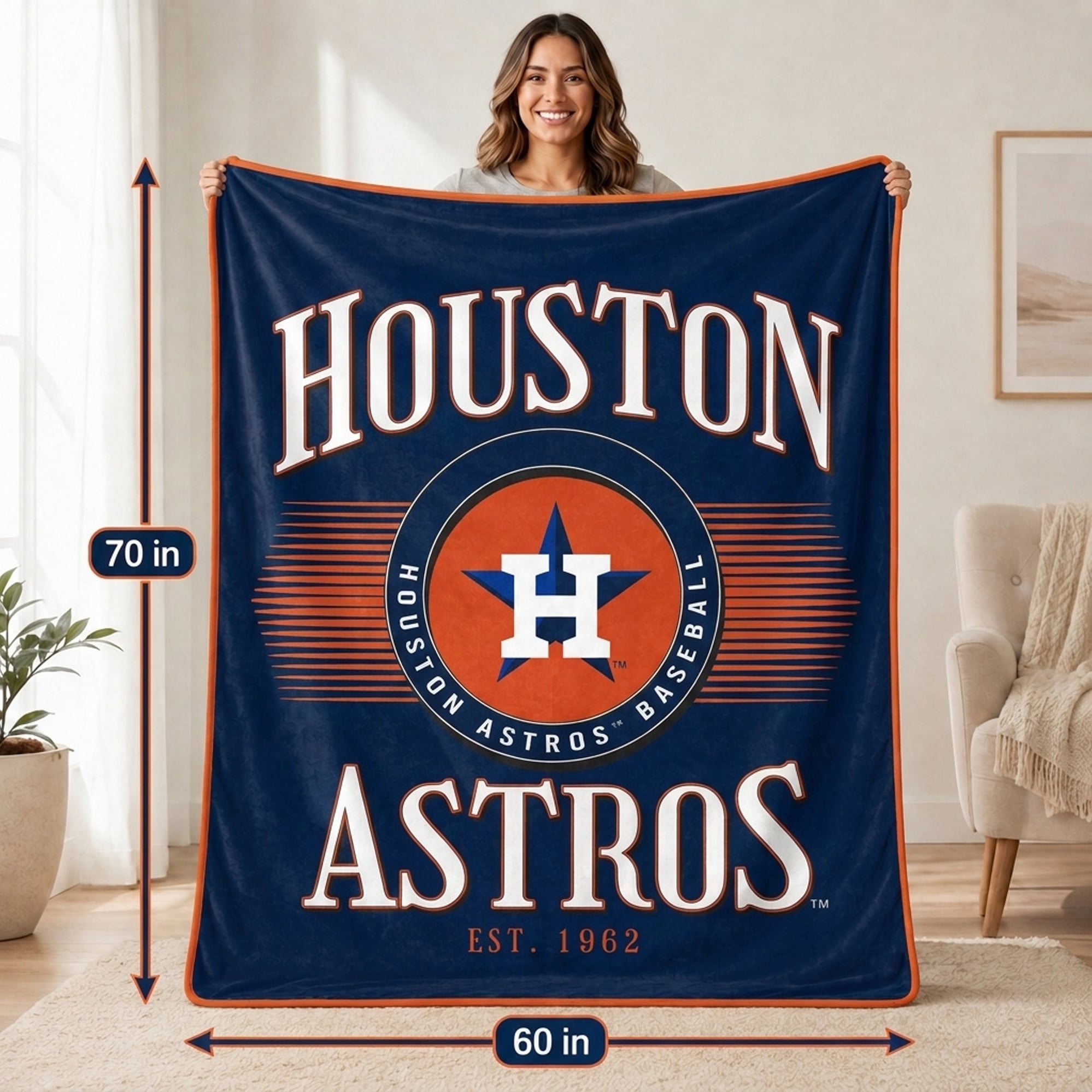Couverture Pegasus Houston Astros Spotlight Arch 60" x 70" ultra douce