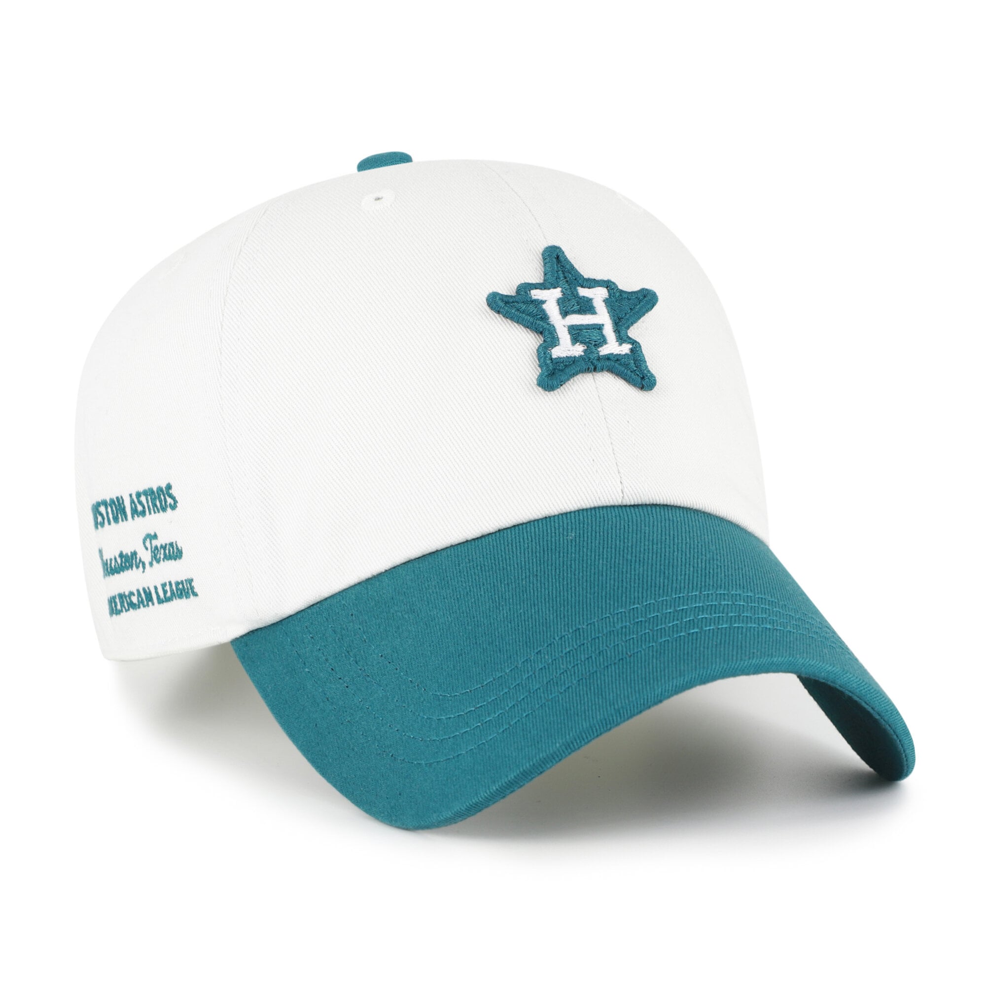 Casquette unisexe '47 blanche/turquoise Houston Astros, style contemporain et épuré, ajustable