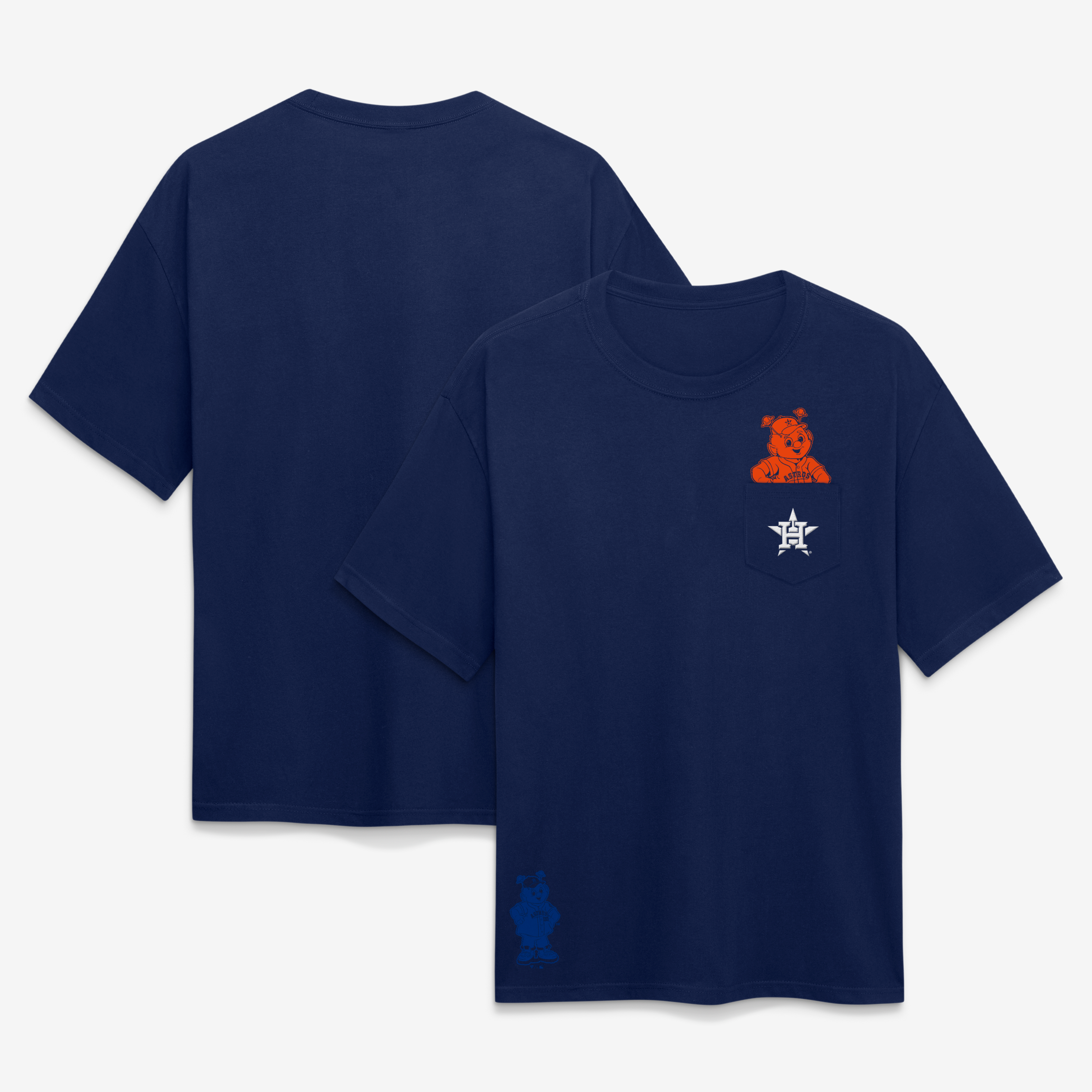 T-shirt unisexe Fanatics Houston Astros bleu marine avec mascotte de poche