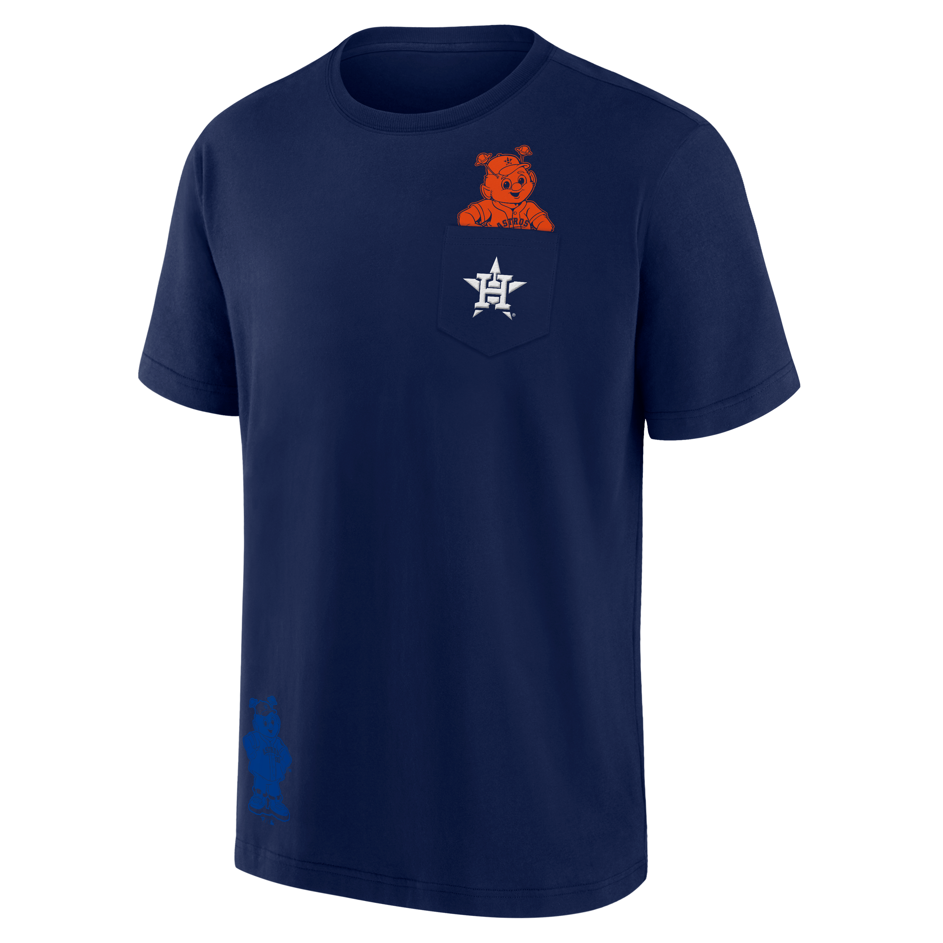 T-shirt unisexe Fanatics Houston Astros bleu marine avec mascotte de poche