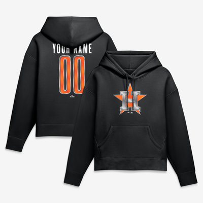 Houston Astros Women's Metallic Mascot Personalized Name & Number Hoodie - Black