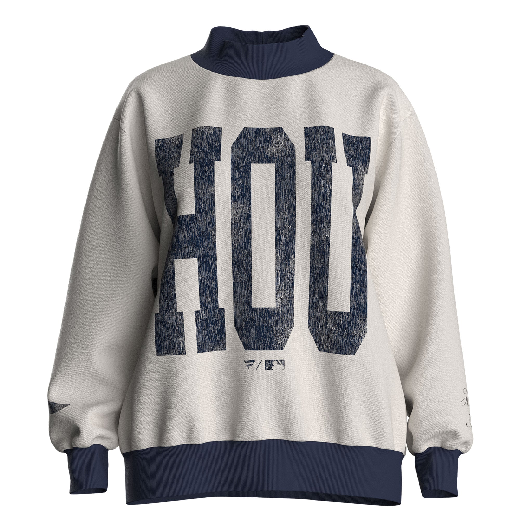 Women's Fanatics Cream Houston Astros City Abbreviation Funnel Neck Fleece Sweatshirt