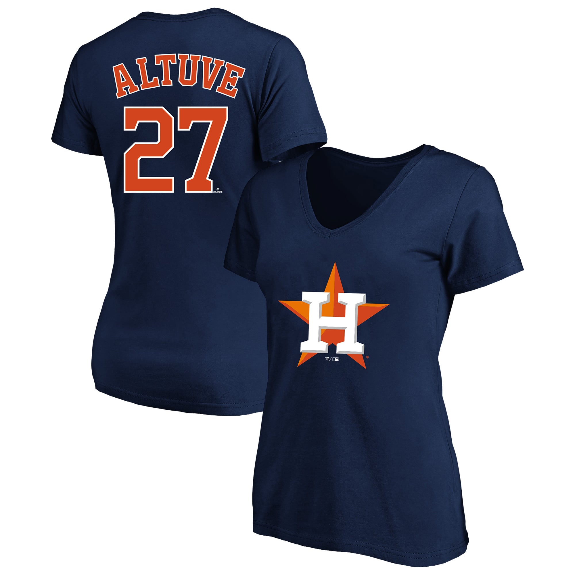 T-shirt à col en V grande taille Fanatics Jose Altuve bleu marine Houston Astros pour femmes