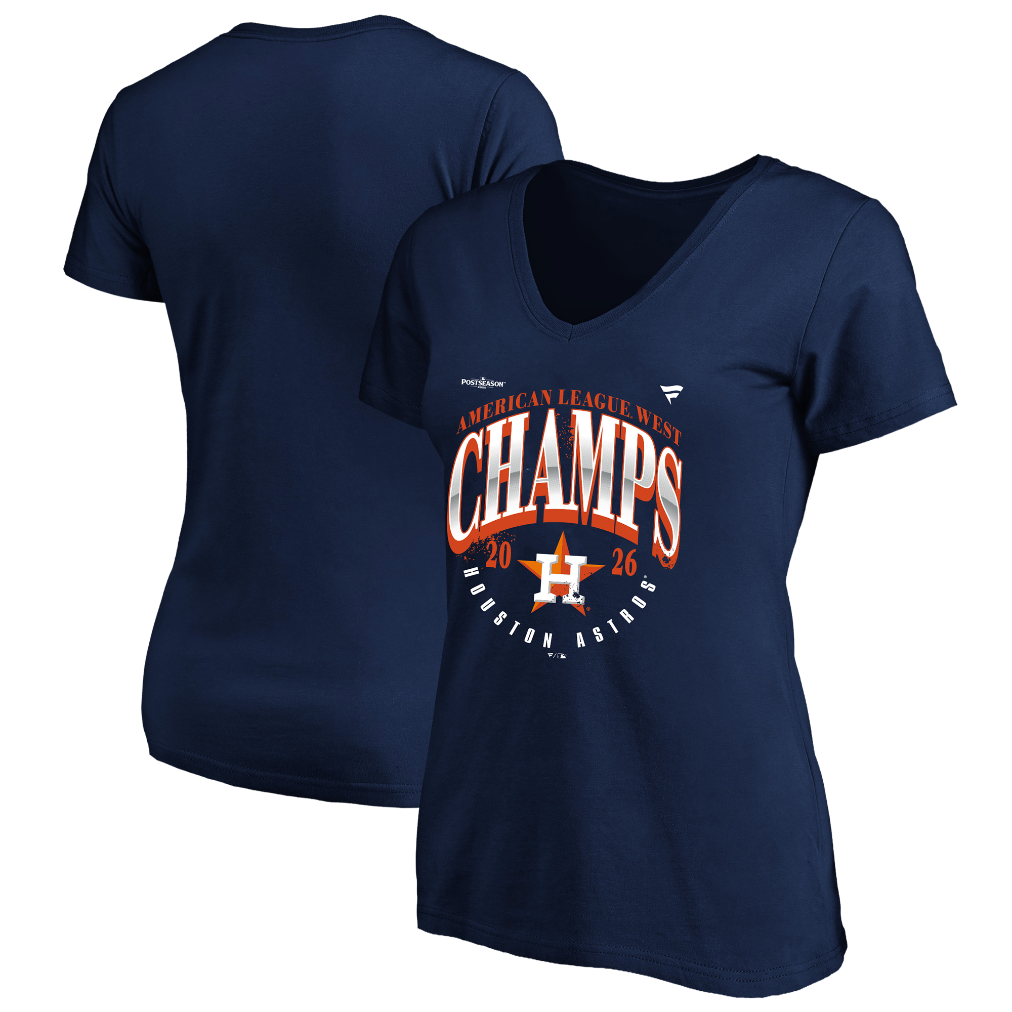 T-shirt à col en V grande taille Fanatics Navy Houston Astros Champions de la division Ouest l'AL 2026