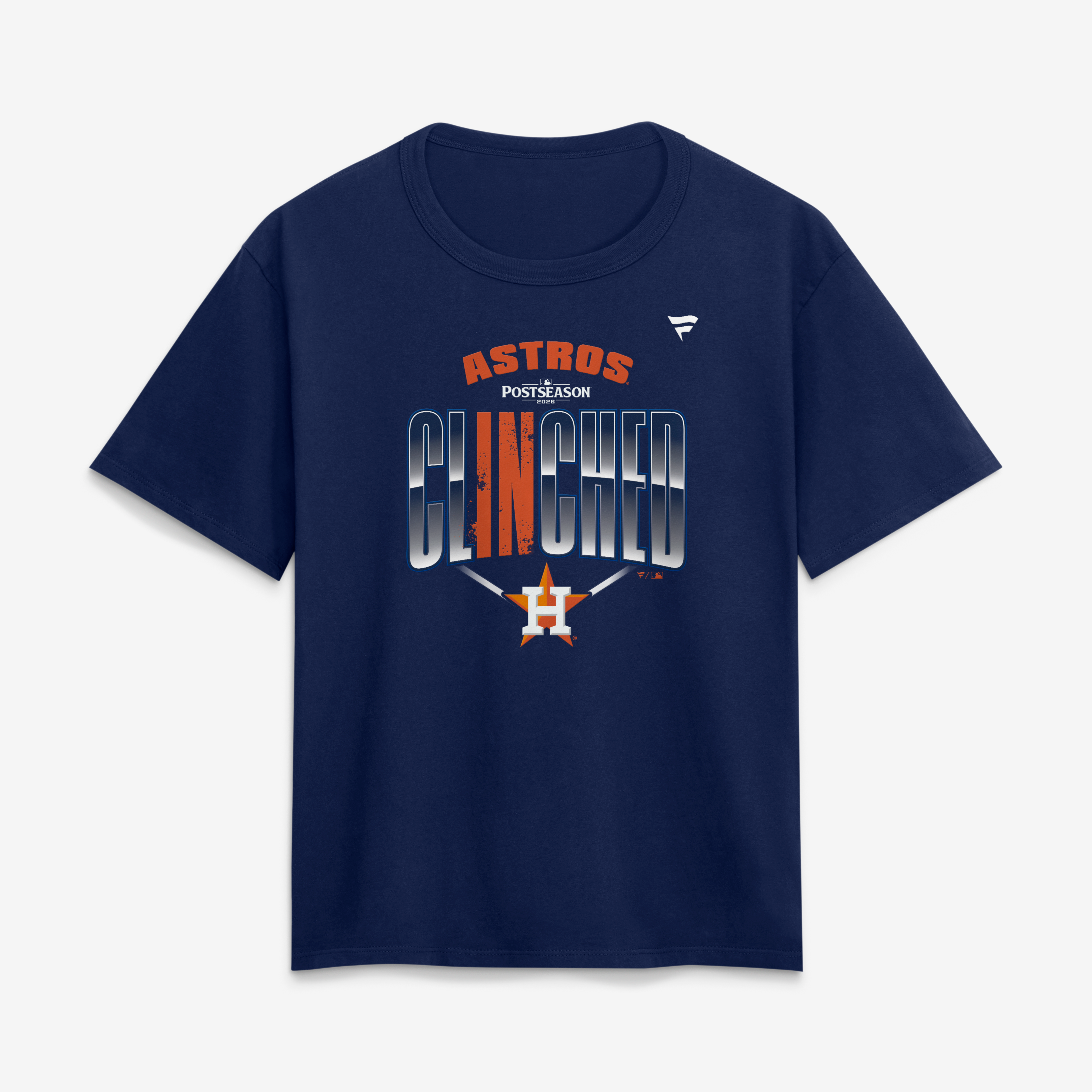 T-shirt Fanatics bleu marine pour femmes, Houston Astros, séries éliminatoires de la MLB 2026, vestiaire