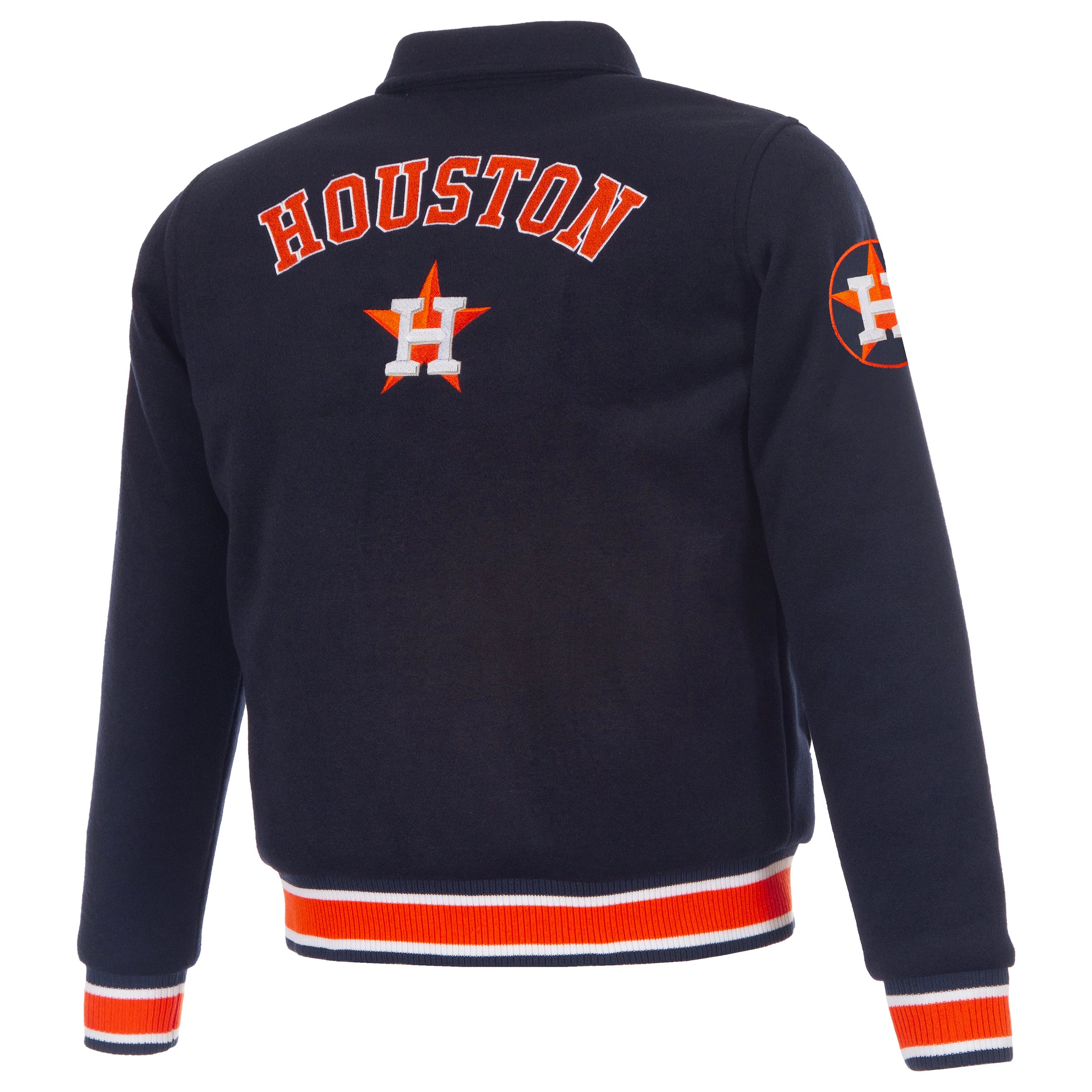 Veste réversible en laine à boutons-pression pour femme JH Design, bleu marine, Houston Astros