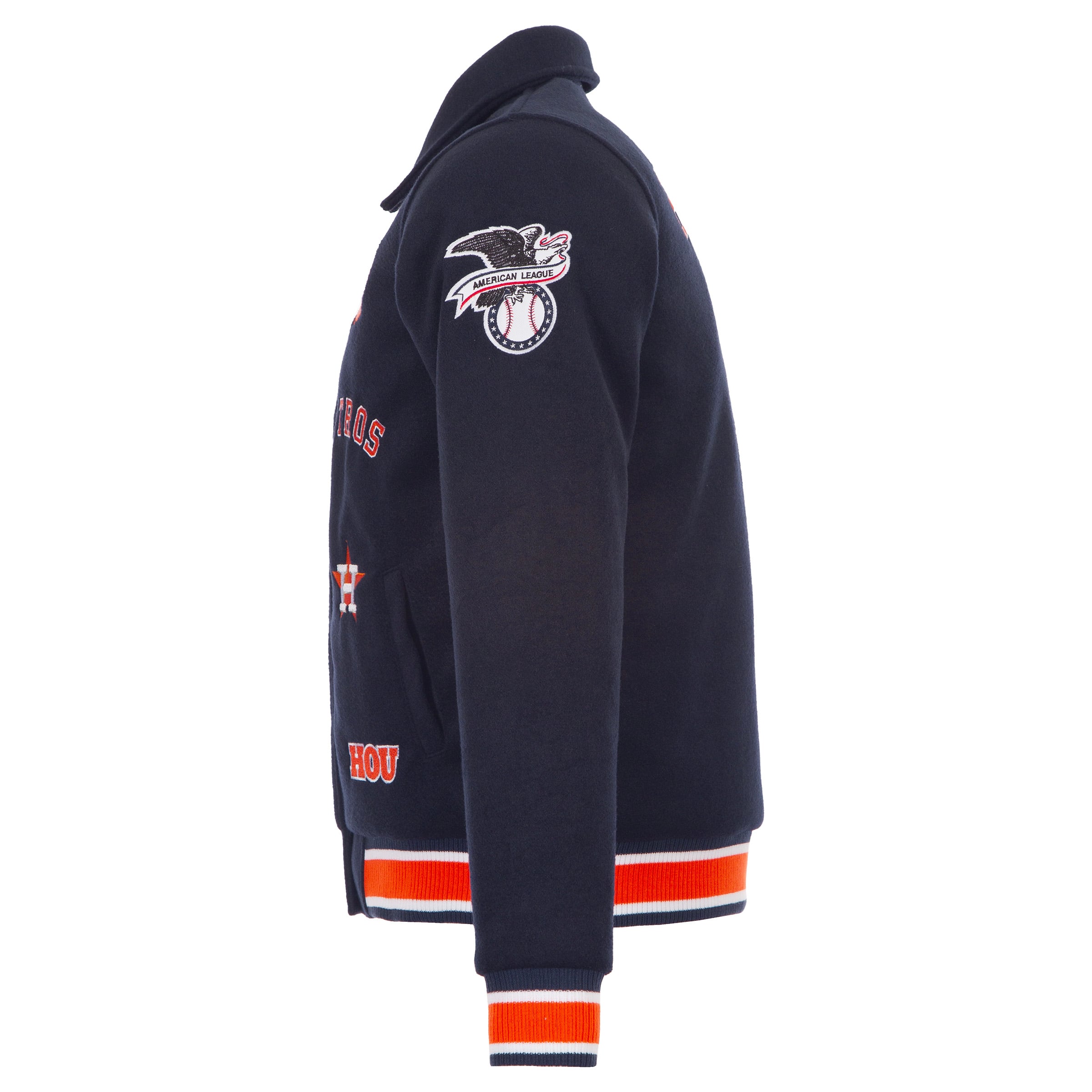 Veste réversible en laine à boutons-pression pour femme JH Design, bleu marine, Houston Astros