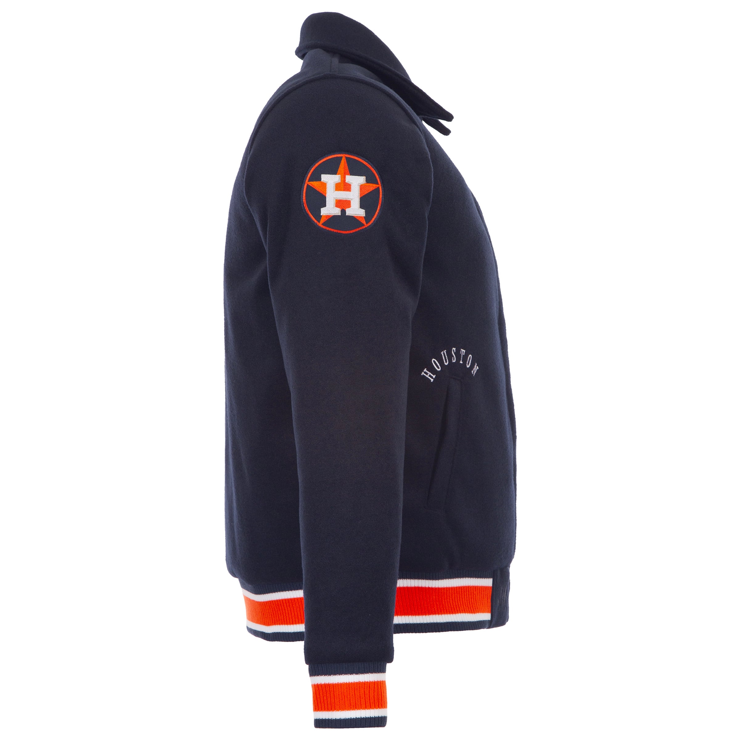 Veste réversible en laine à boutons-pression pour femme JH Design, bleu marine, Houston Astros
