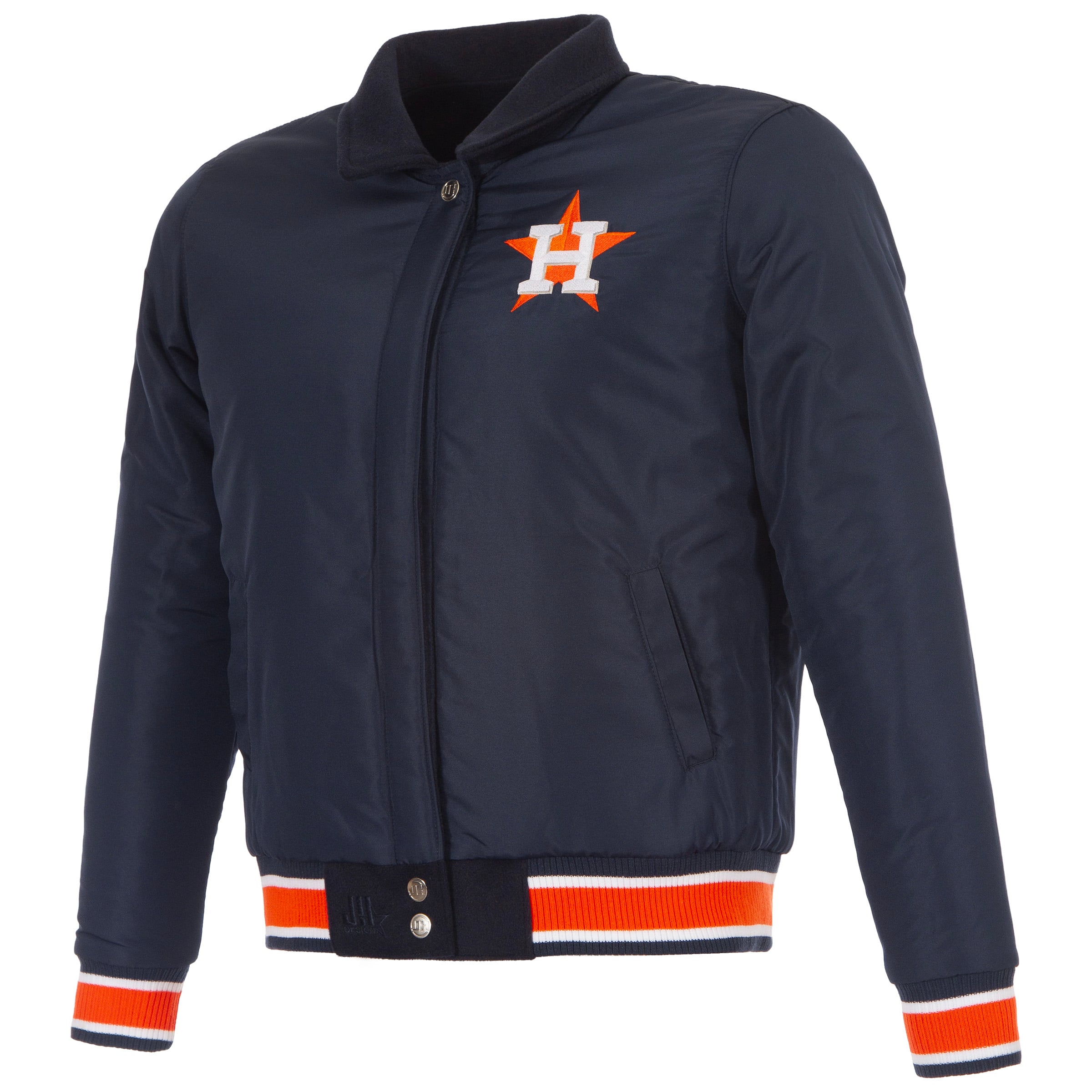 Veste réversible en laine à boutons-pression pour femme JH Design, bleu marine, Houston Astros
