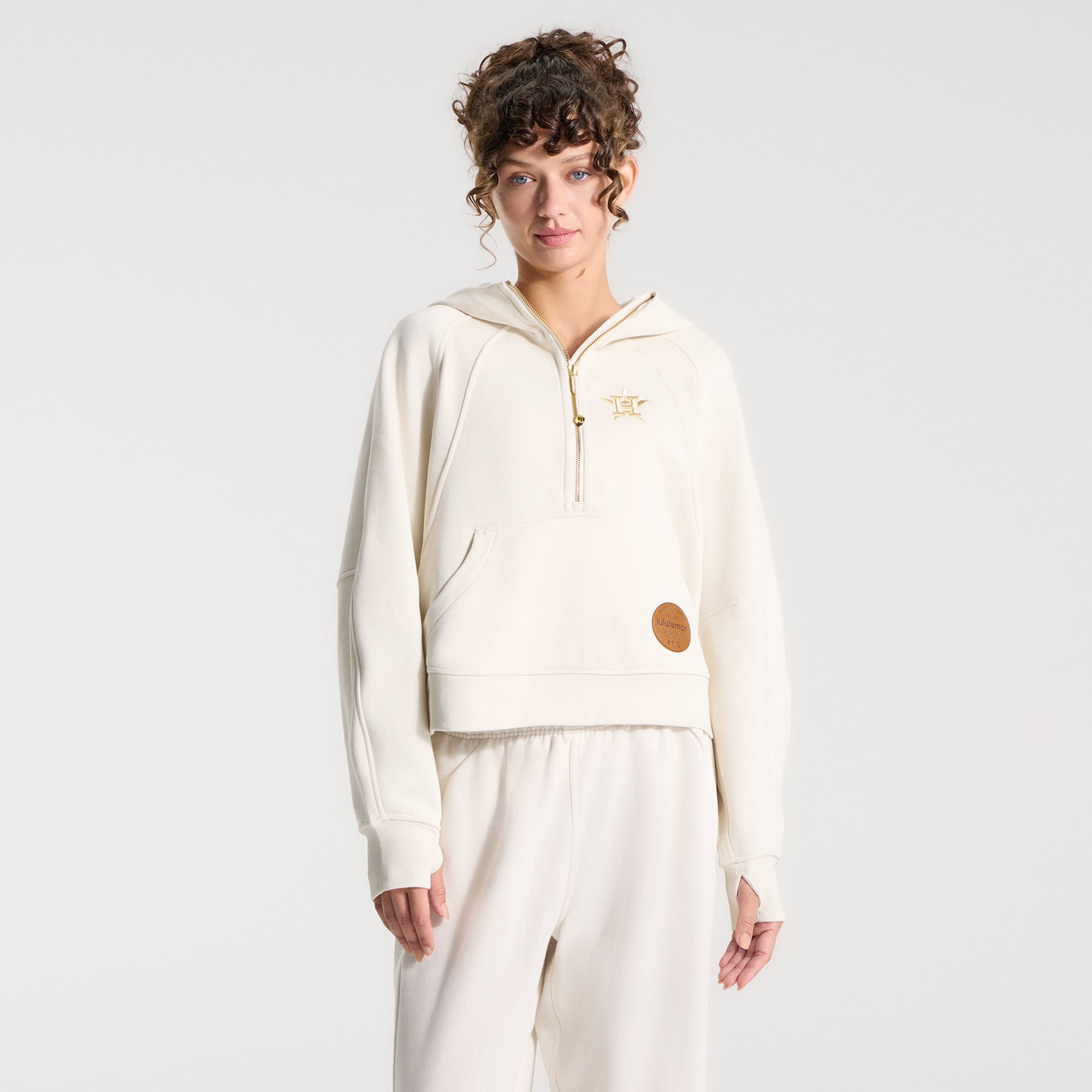 Sweat à capuche zippé oversize Houston Astros Scuba couleur ivoire clair pour femme