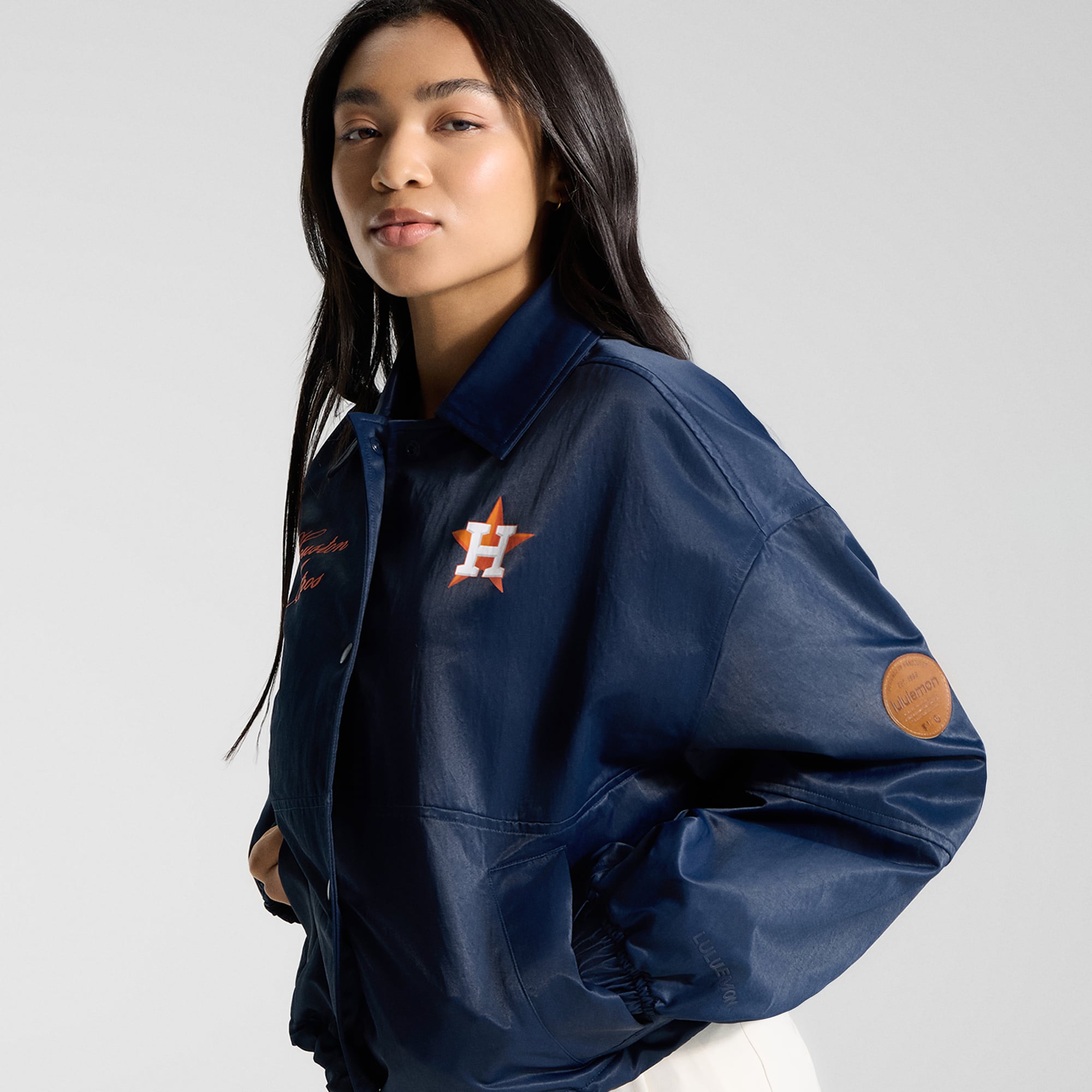 Veste d'entraîneur des Astros de Houston, bleu marine, lululemon, pour femmes