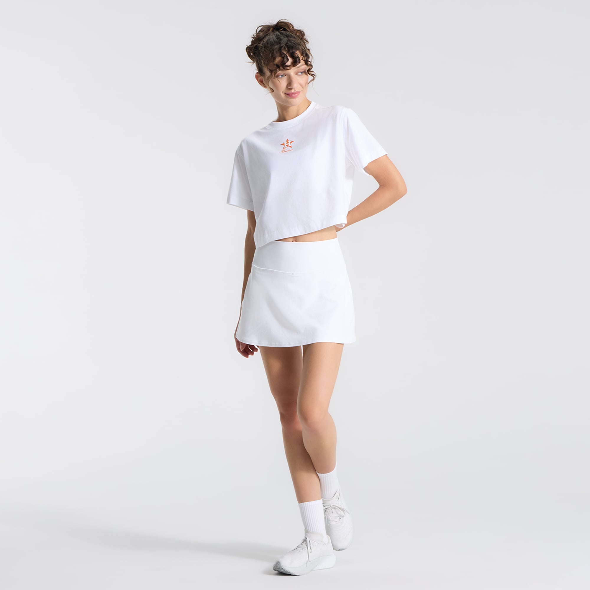 Women's lululemon White Houston Astros All Yours Organic Cotton Cropped T-Shirt