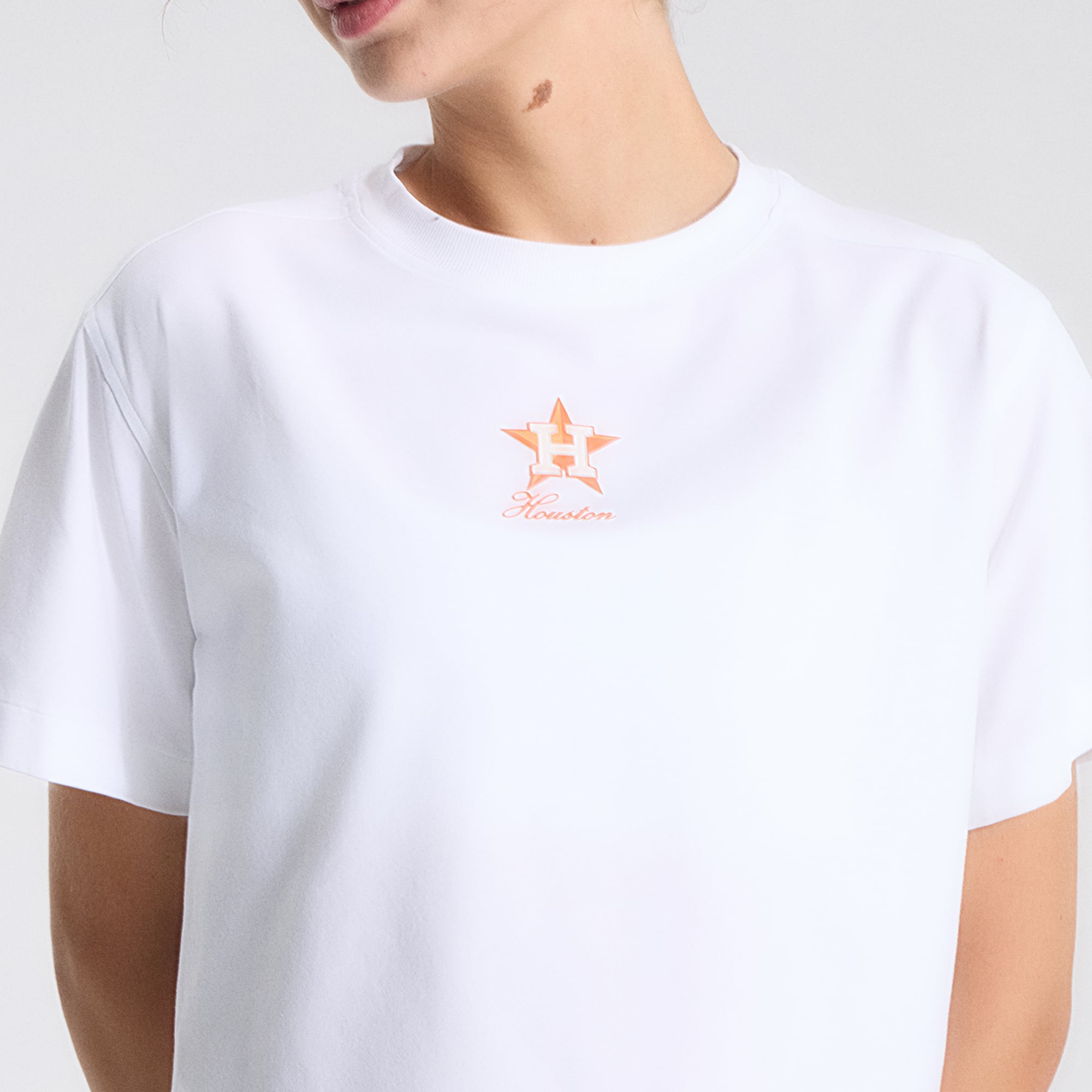 Women's lululemon White Houston Astros All Yours Organic Cotton Cropped T-Shirt