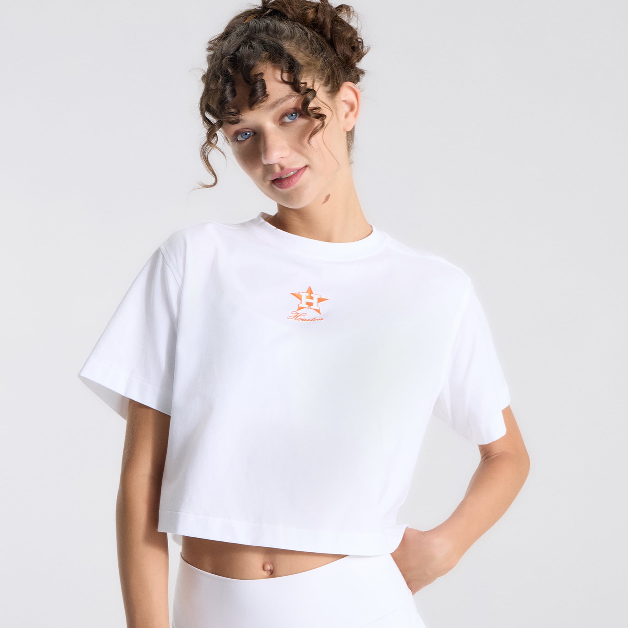 Women's lululemon White Houston Astros All Yours Organic Cotton Cropped T-Shirt