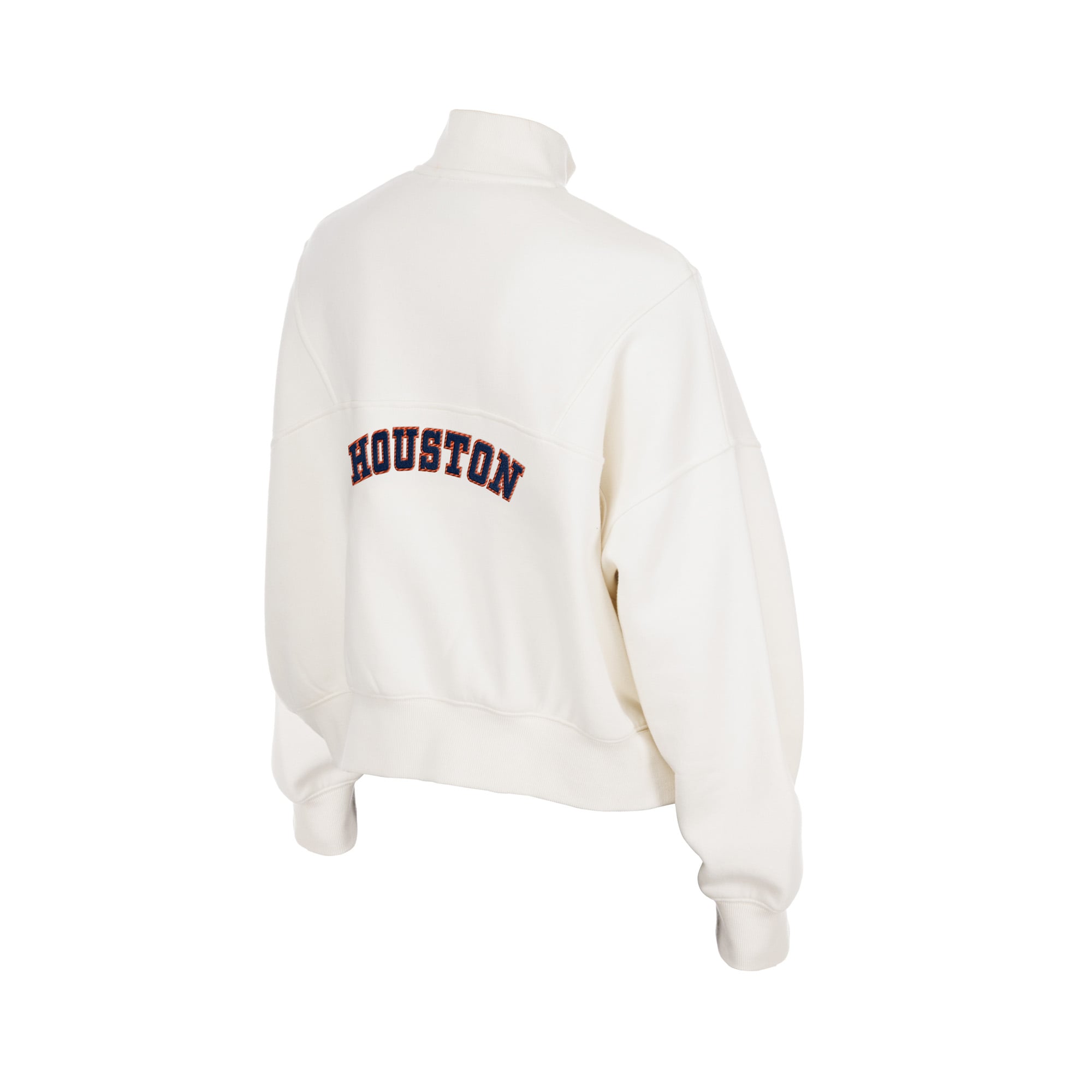 Pull polaire à col zippé New Era beige clair pour femme, modèle Houston Astros Dune Dust.