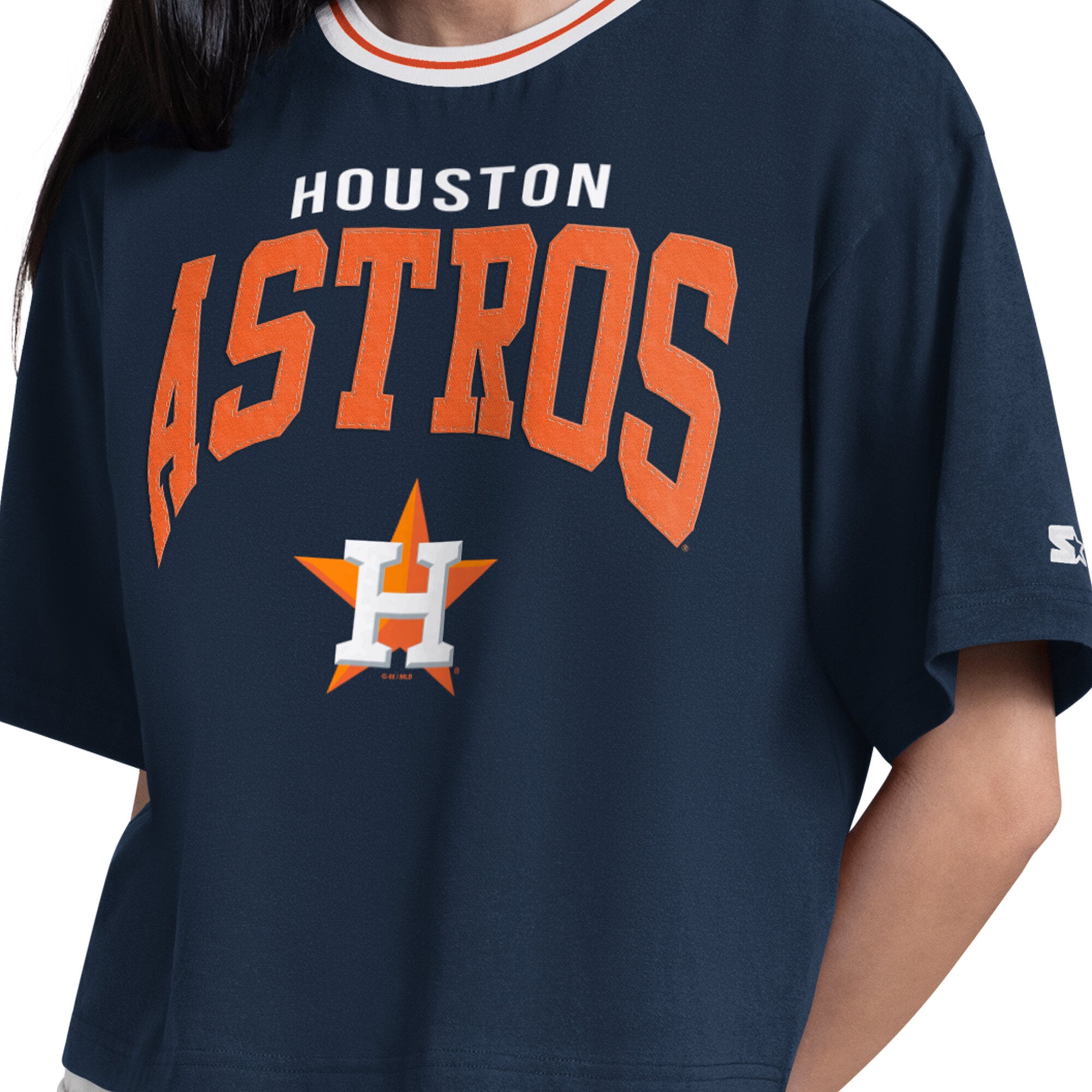 Women's Starter Navy Houston Astros Ace Cropped T-Shirt