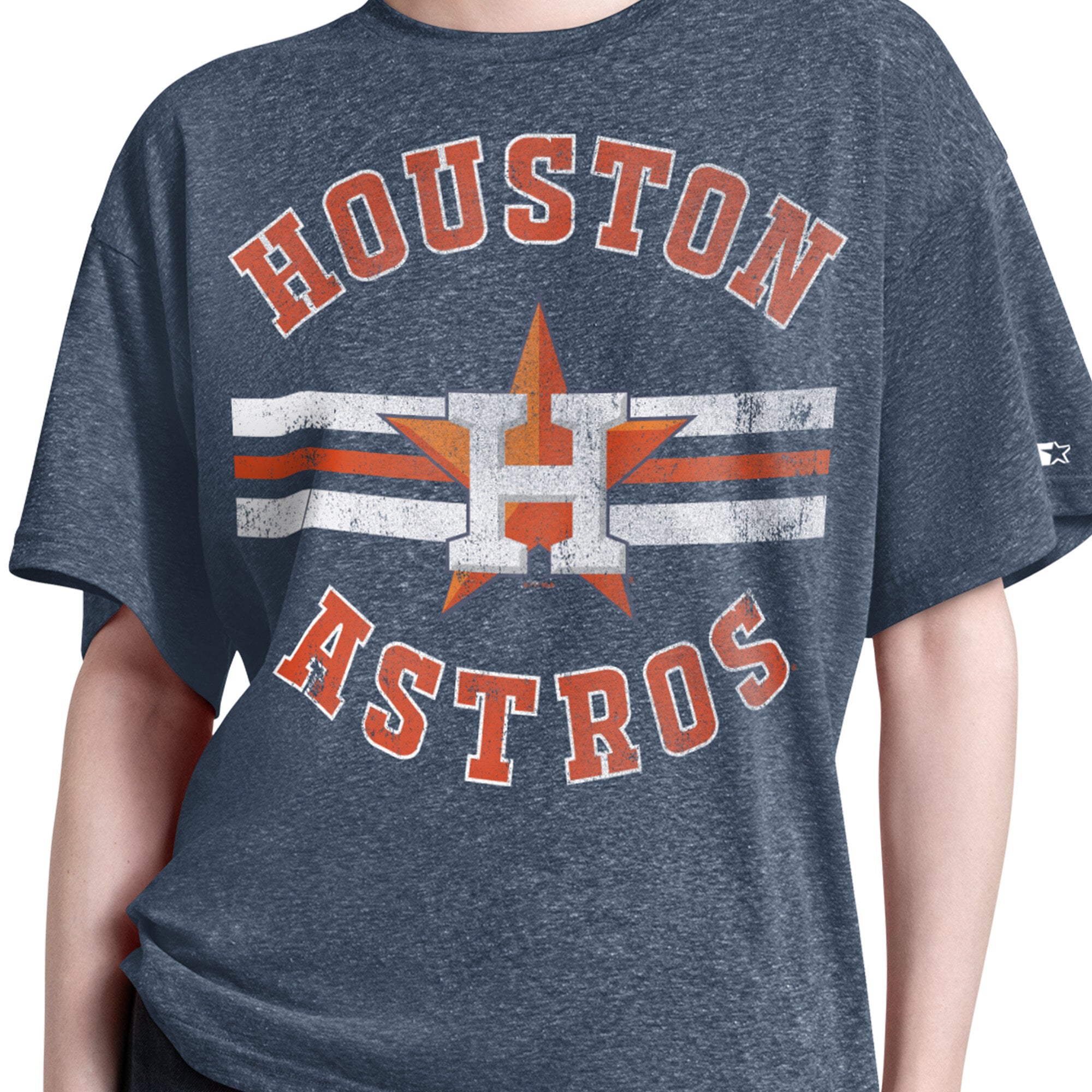 T-shirt Starter Navy Houston Astros Jump Shot Boyfriend pour femme, mélange de trois matières