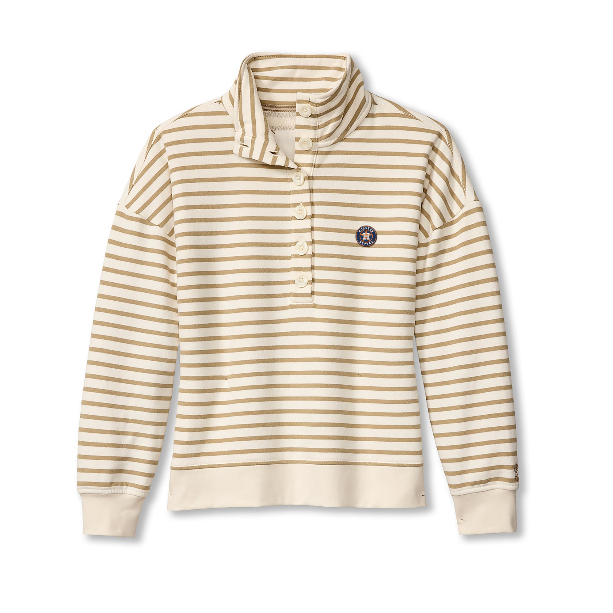 Women's Tommy Bahama  White Houston Astros Marina Del Mar Stripe Mock Neck Sweatshirt