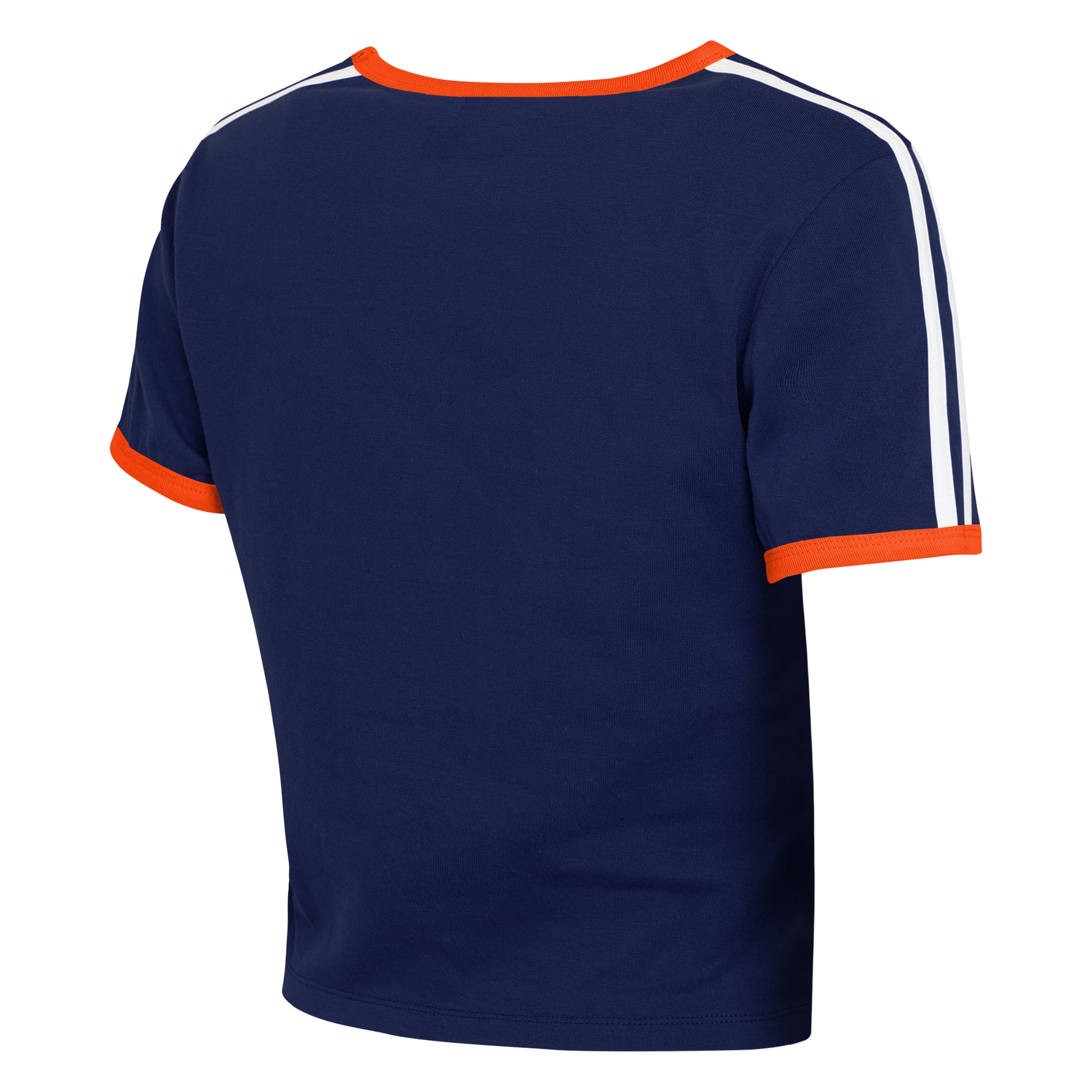 Women's WEAR by Erin Andrews Navy Houston Astros Cropped Throwback Ringer Baby T-Shirt
