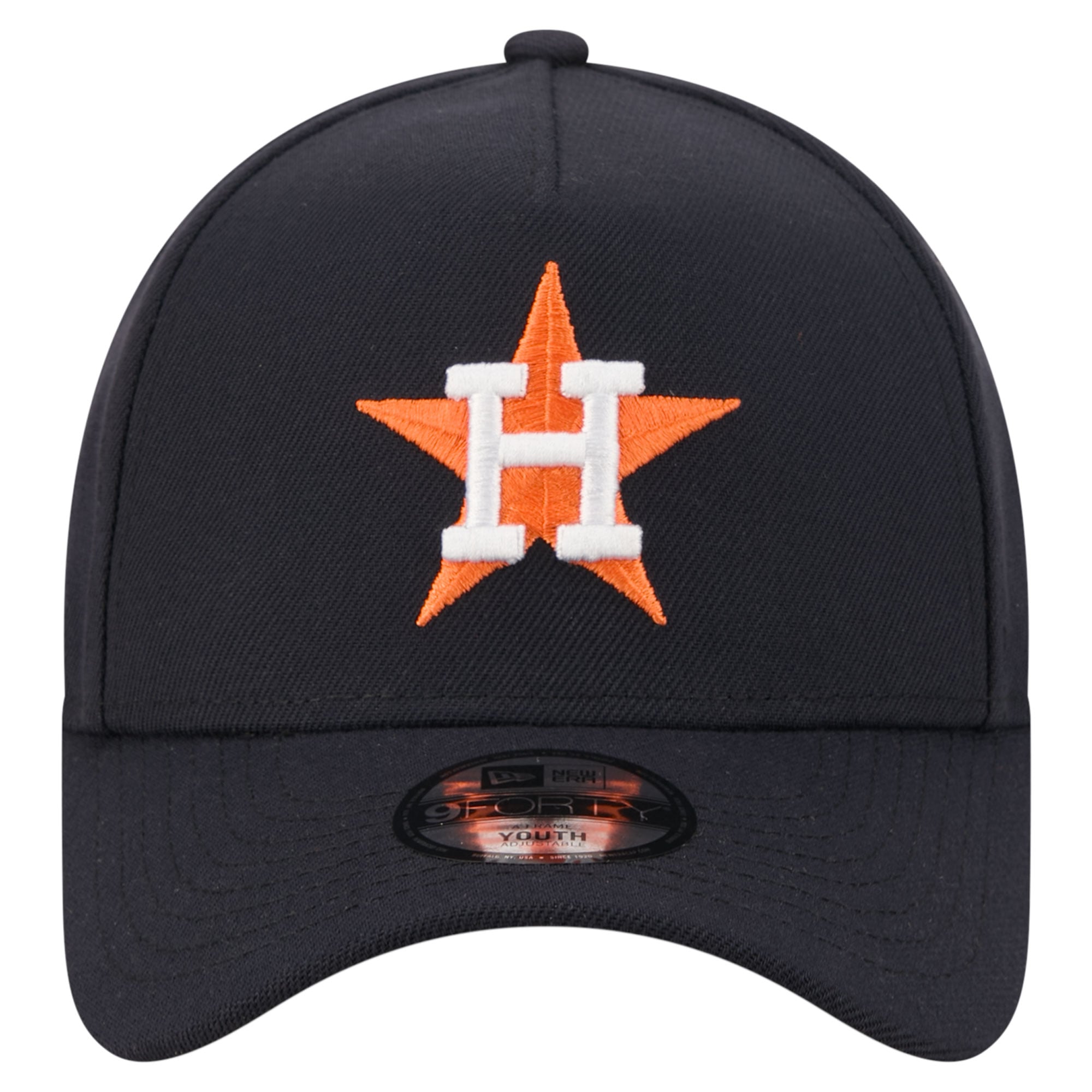 Youth New Era  Navy Houston Astros Cooperstown Logo 9FORTY A-Frame Adjustable Hat