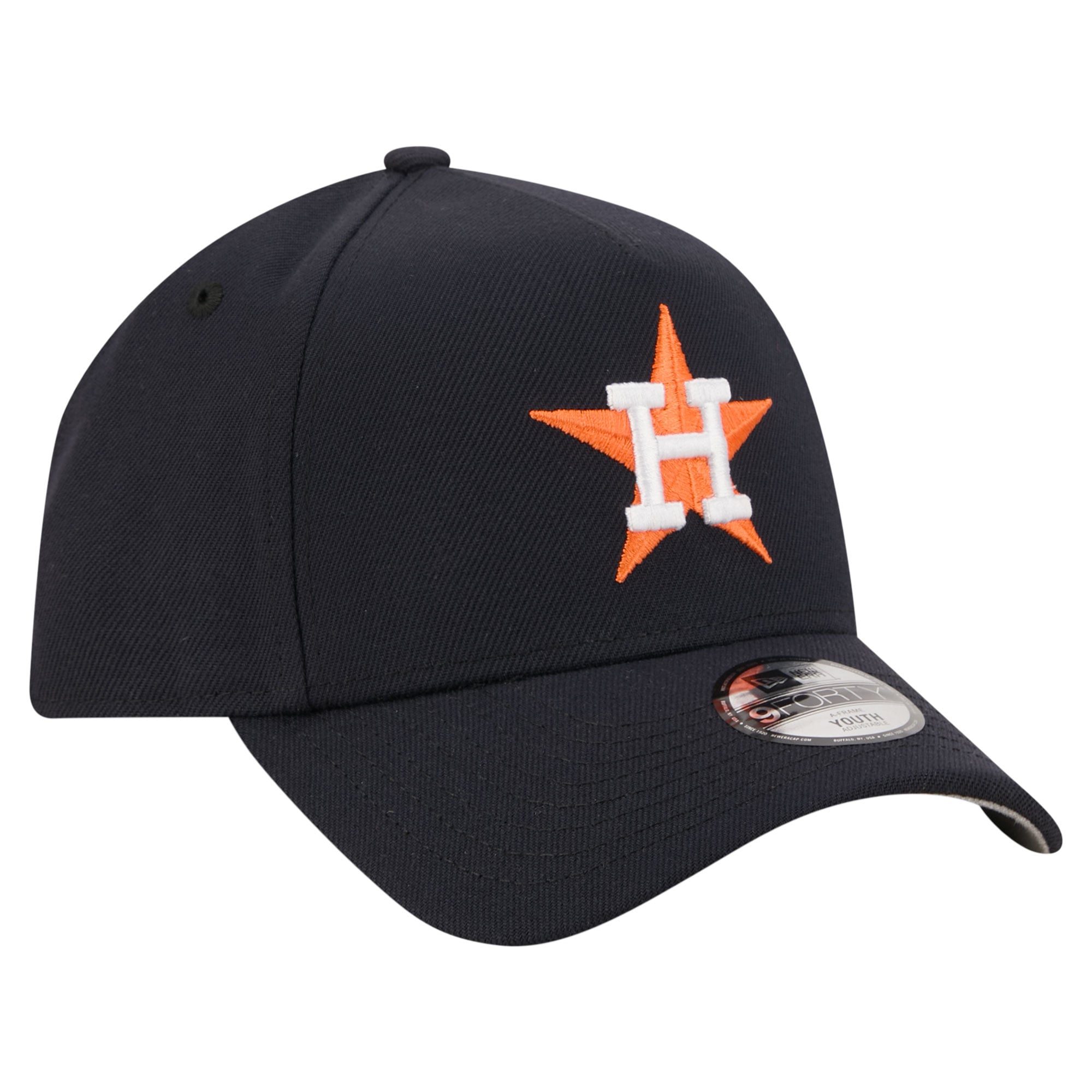 Youth New Era  Navy Houston Astros Cooperstown Logo 9FORTY A-Frame Adjustable Hat