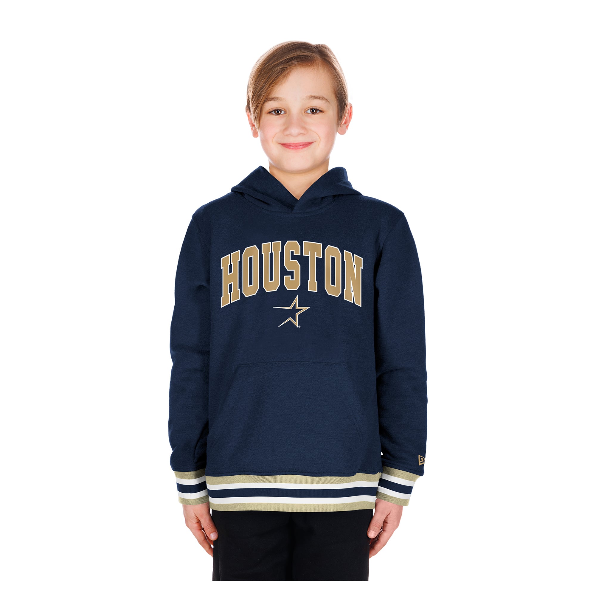 Youth New Era Navy Houston Astros Knit Trim Pullover Hoodie