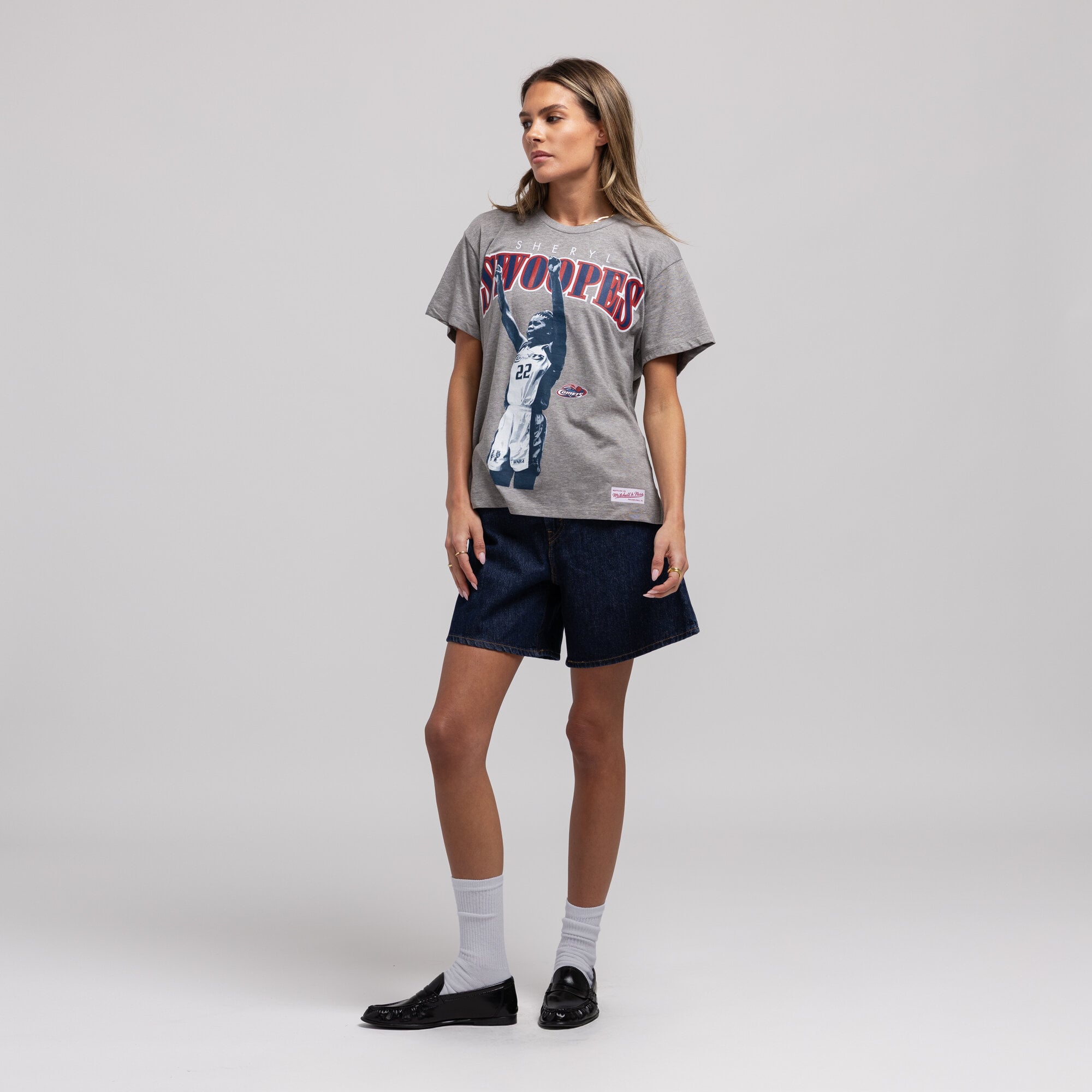 Unisex Mitchell & Ness Sheryl Swoopes Heather Gray Houston Comets Player Boyfriend T-Shirt - Court Origins
