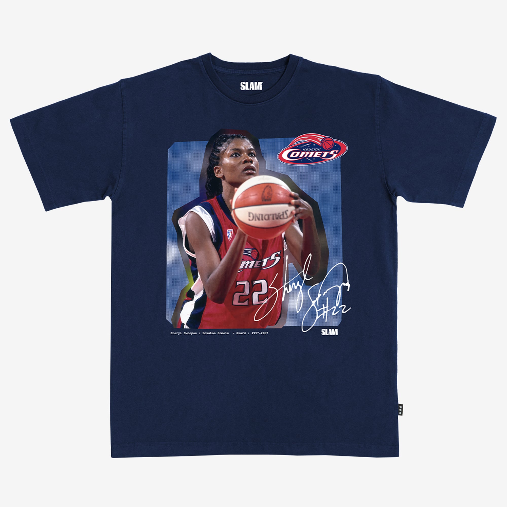 Unisex SLAM Sheryl Swoopes Navy Houston Comets Court Origins Heavyweight T-Shirt